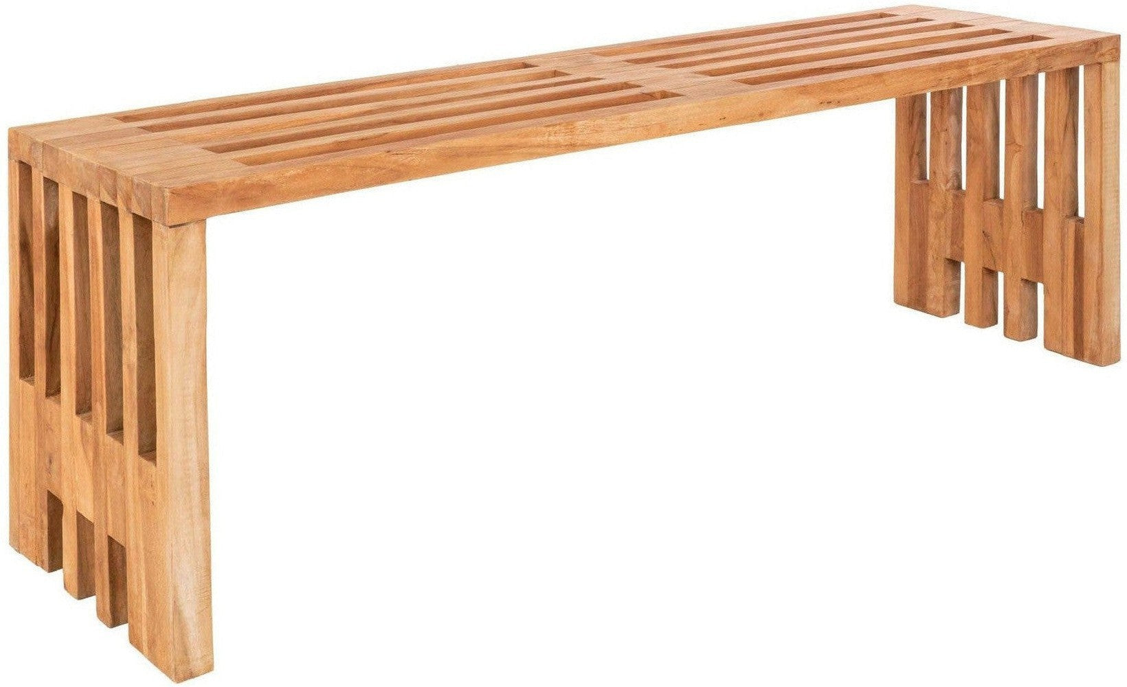 House Nordic Benidorm Bench In Teak Wood, Nature, 140x35x48 Cm