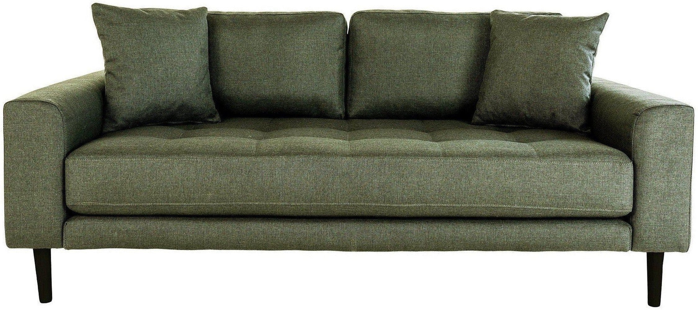 House Nordic Lido 2,5 Seater Sofa, Olive Green With 2 Pillows And Black Wood Legs, Hn1020