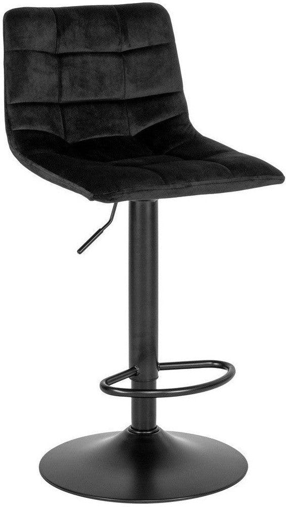 House Nordic Middelfart Bar Chair In Velvet, Black With Black Legs, Hn1207