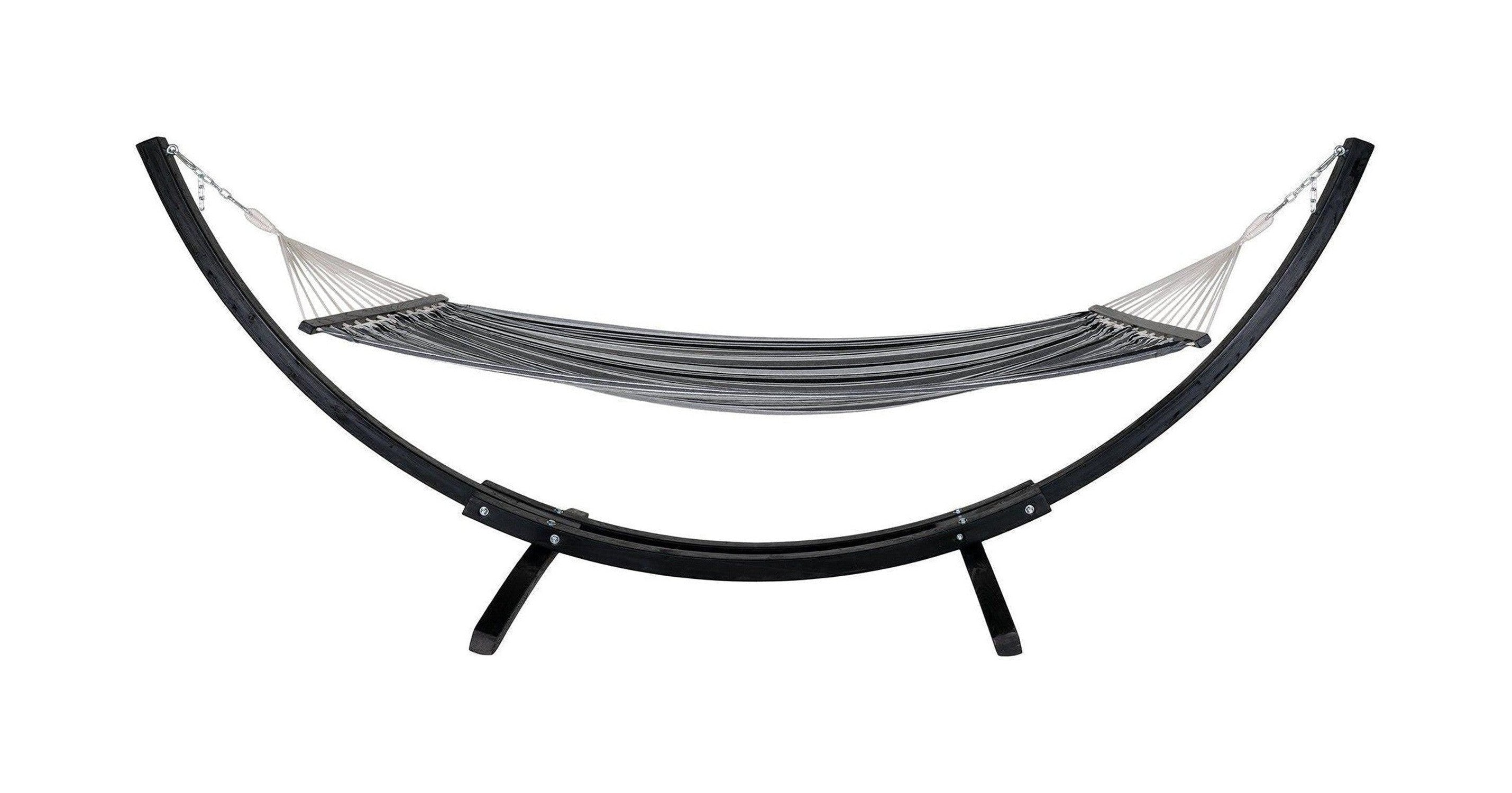 House Nordic Tripoli Hammock On Wooden Stand, Larch, Polyester/Cotton, Black/Grey/White