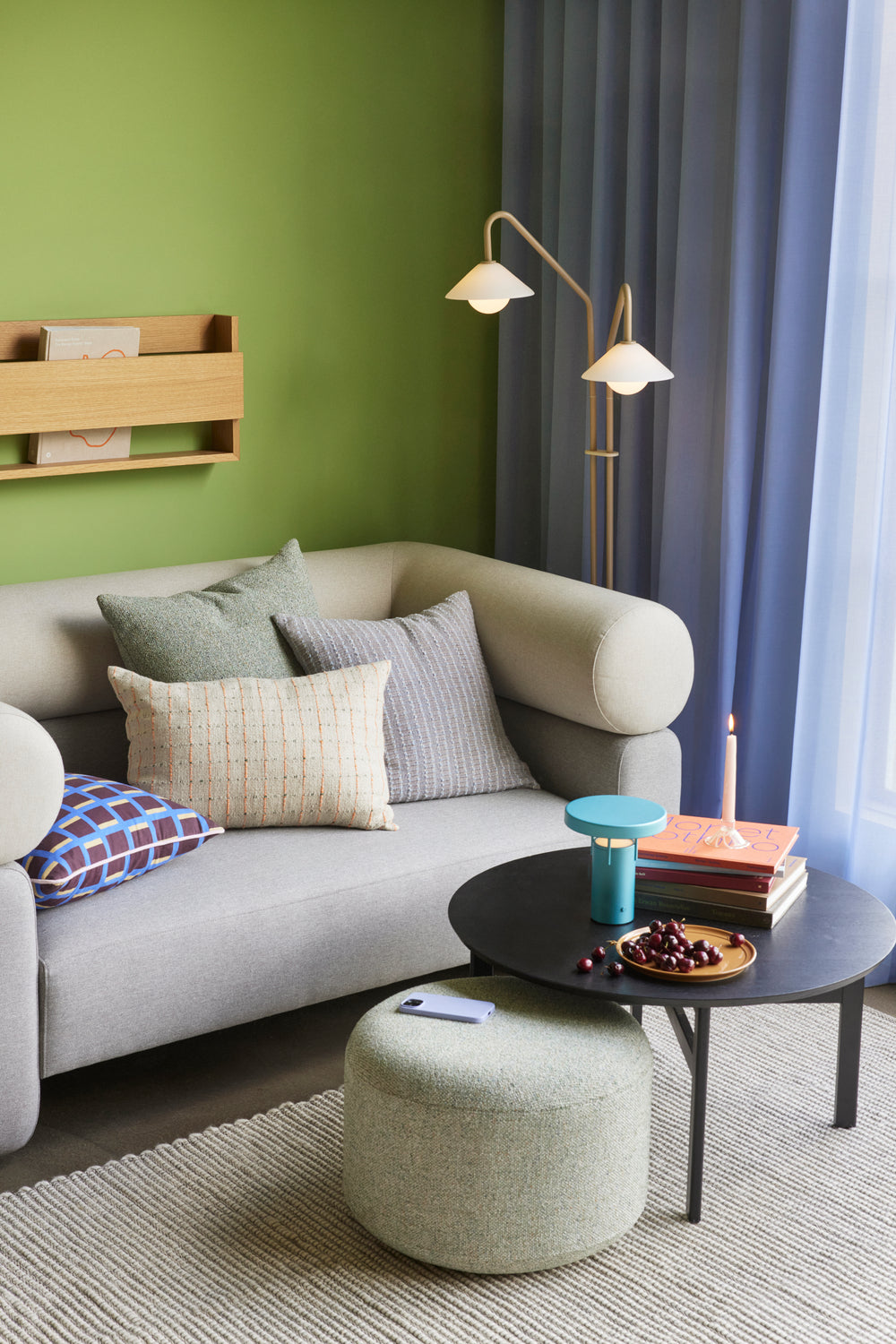 Hübsch Marshmellow Pouf Lille, Lysegrøn 