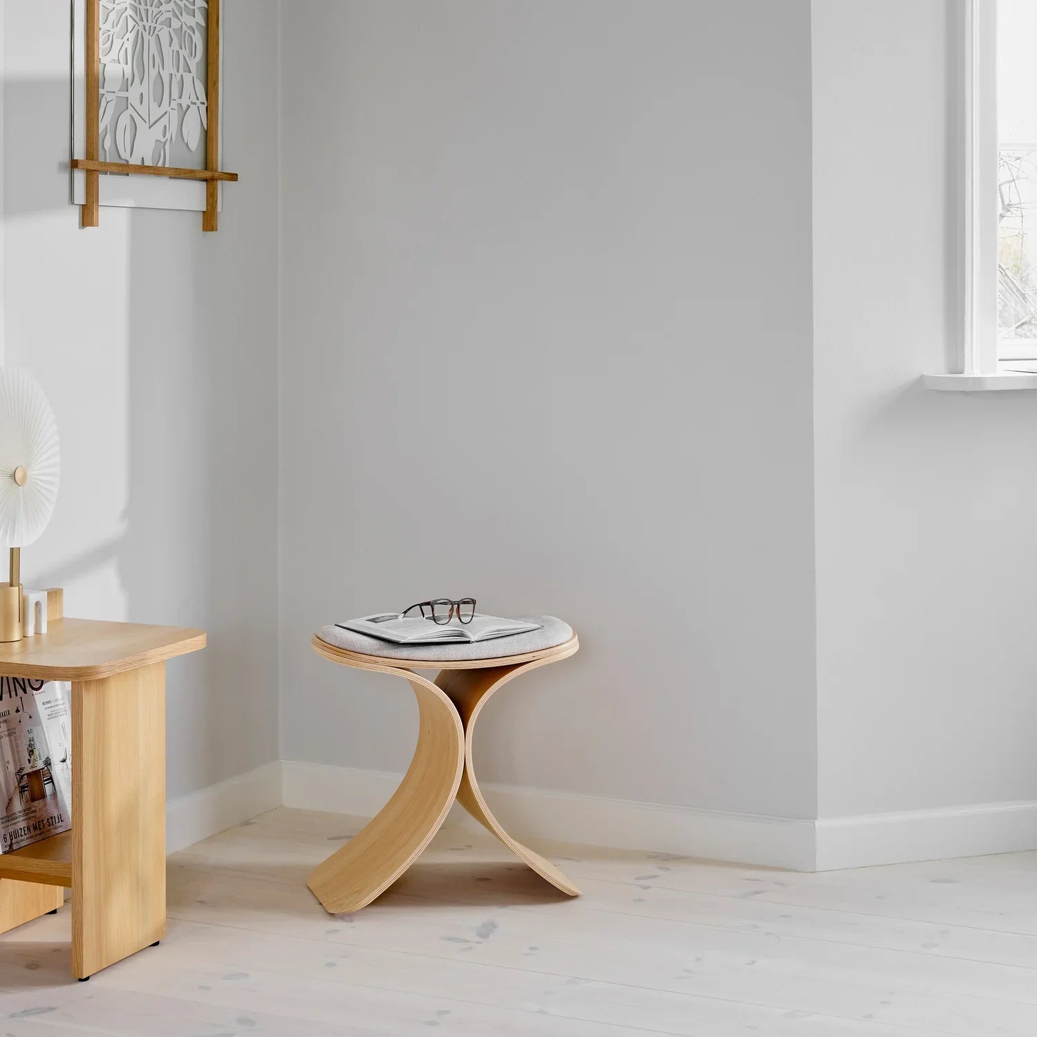 Gejst Luno Stool, Oak/Beige Textile