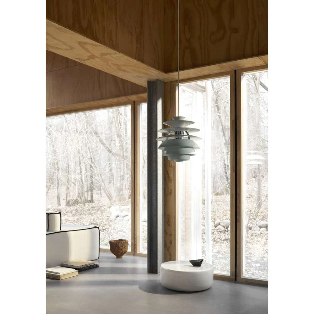 Louis Poulsen Ph Snowball Pendant, Verde Polvoriento/Cromo de Alto Brillo 