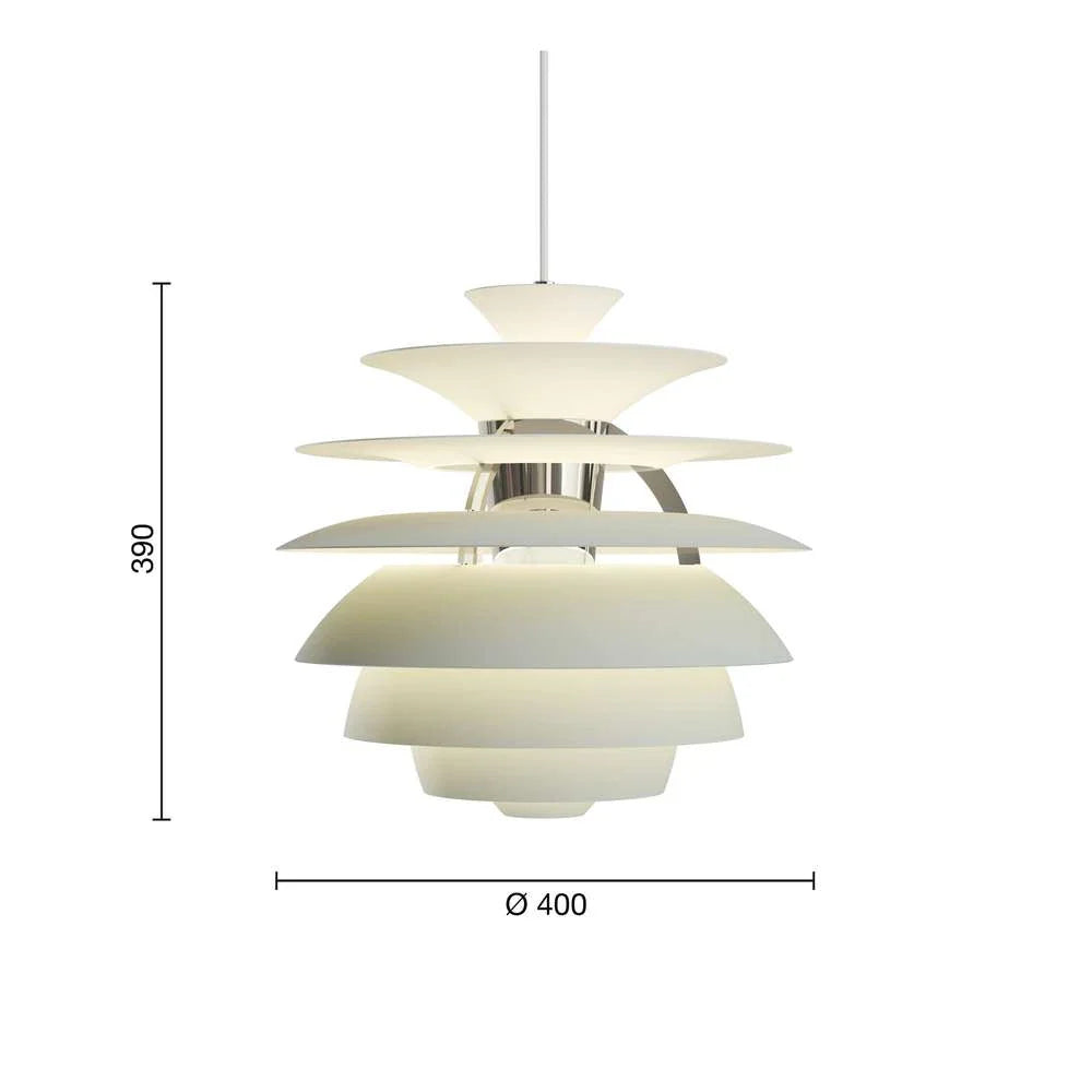 Louis Poulsen Ph Snowball Pendant, Verde Polvoriento/Cromo de Alto Brillo 