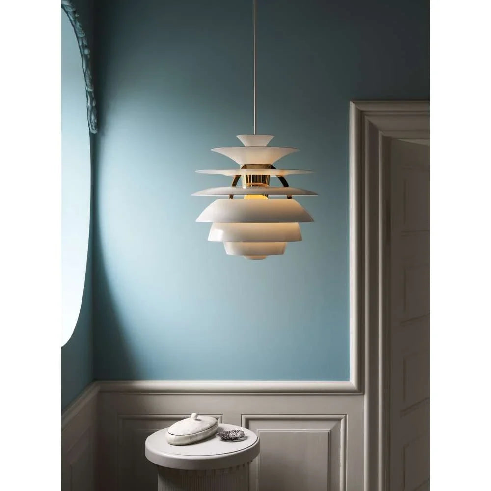 Louis Poulsen Ph Snowball Pendant, Blanco Suave/Cromado de Alto Brillo 