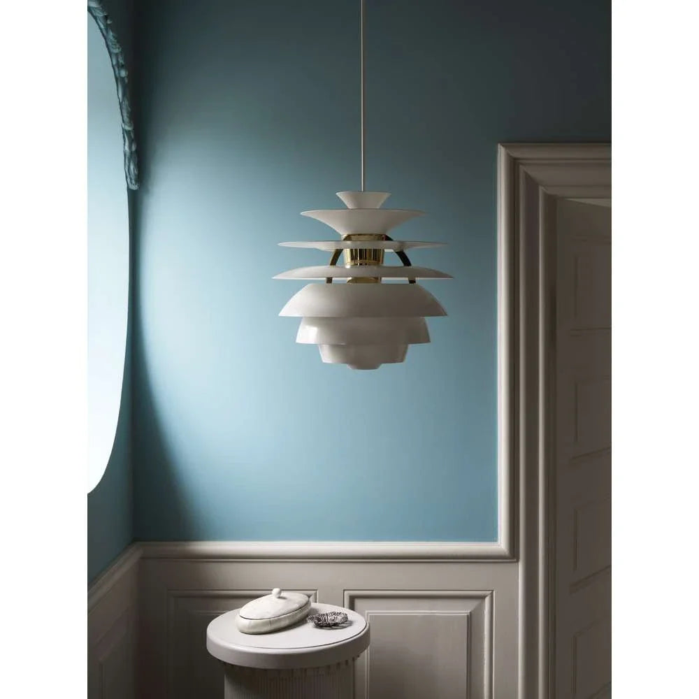 Louis Poulsen Ph Snowball Pendant, Blanco Suave/Cromado de Alto Brillo 