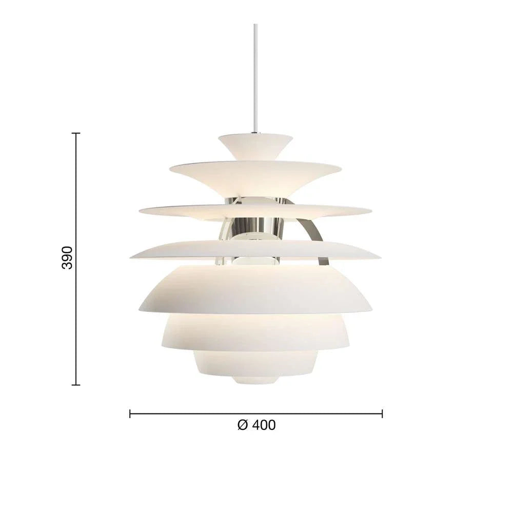 Louis Poulsen Ph Snowball Pendant, Blanco Suave/Cromado de Alto Brillo 