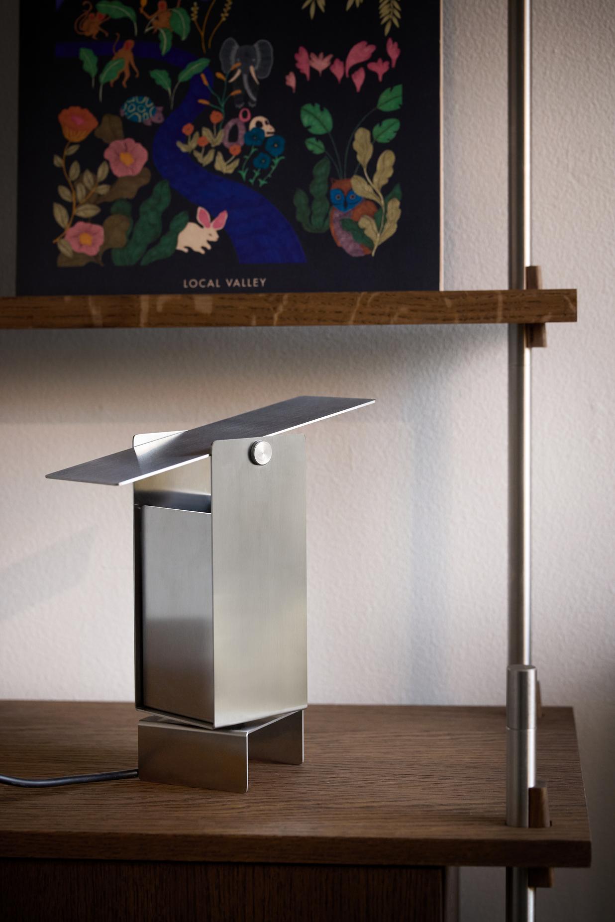 Moebe Pivoting Table Lamp, Stainless Steel