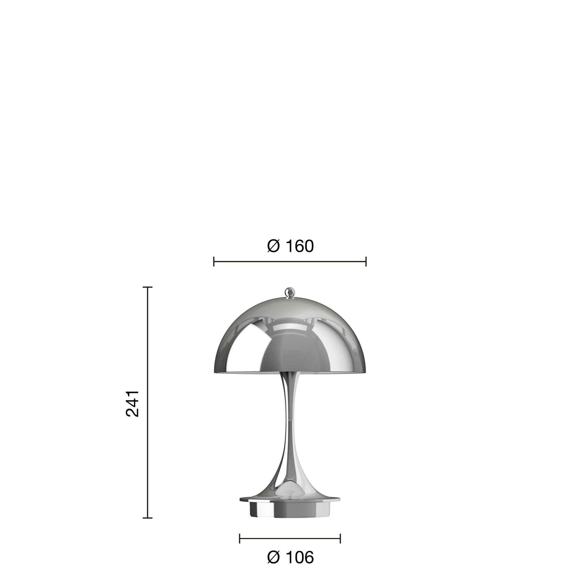 Louis Poulsen Panthella 160 Portable Table Lamp V3, High Lustre Chrome Plated