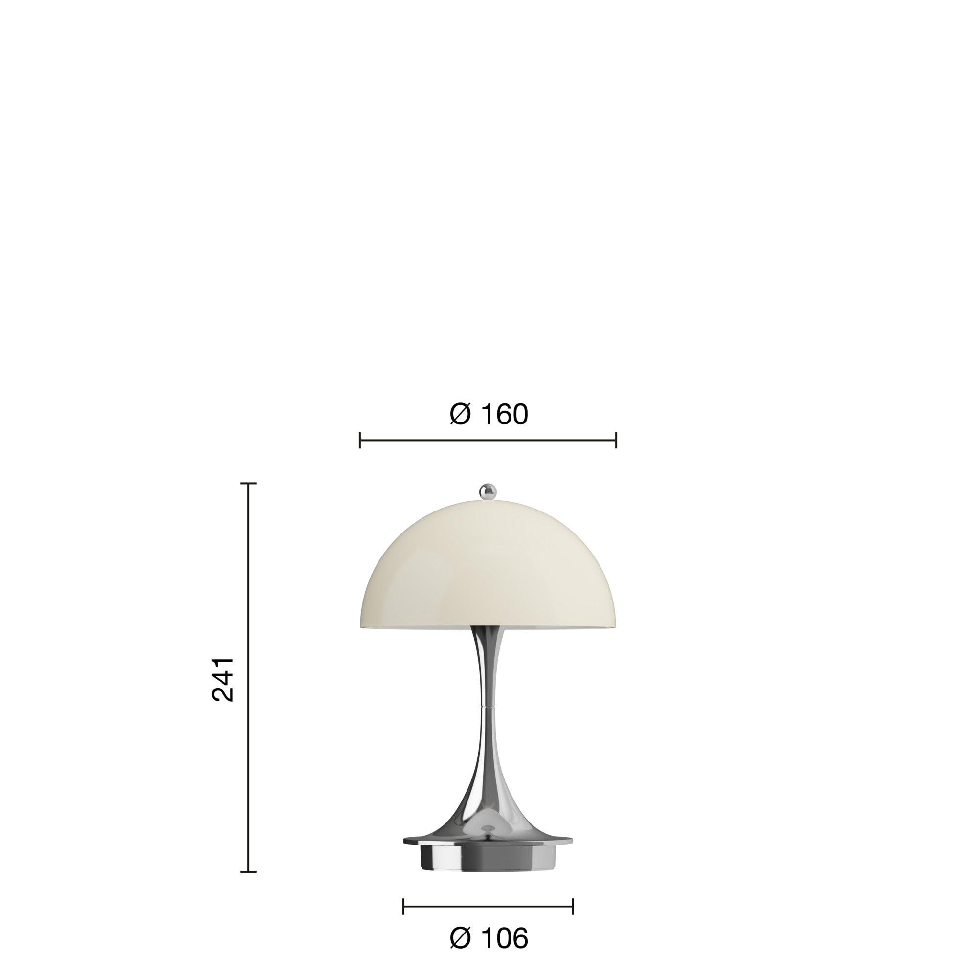 Louis Poulsen Panthella 160 Portable Table Lamp V3, Chrome Opal Beige