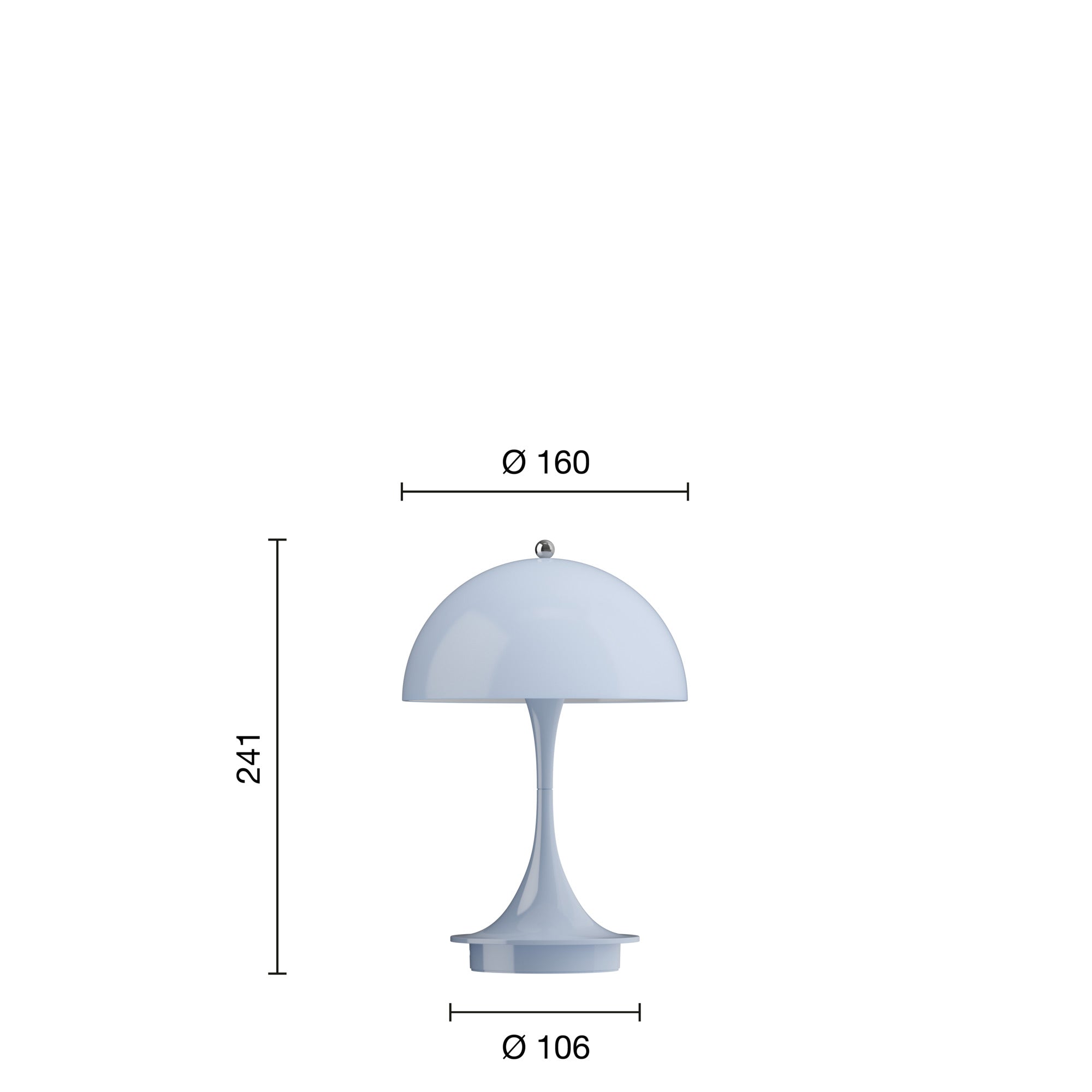 Louis Poulsen Panthella 160 Portable Table Lamp V3, Opal Pale Blue