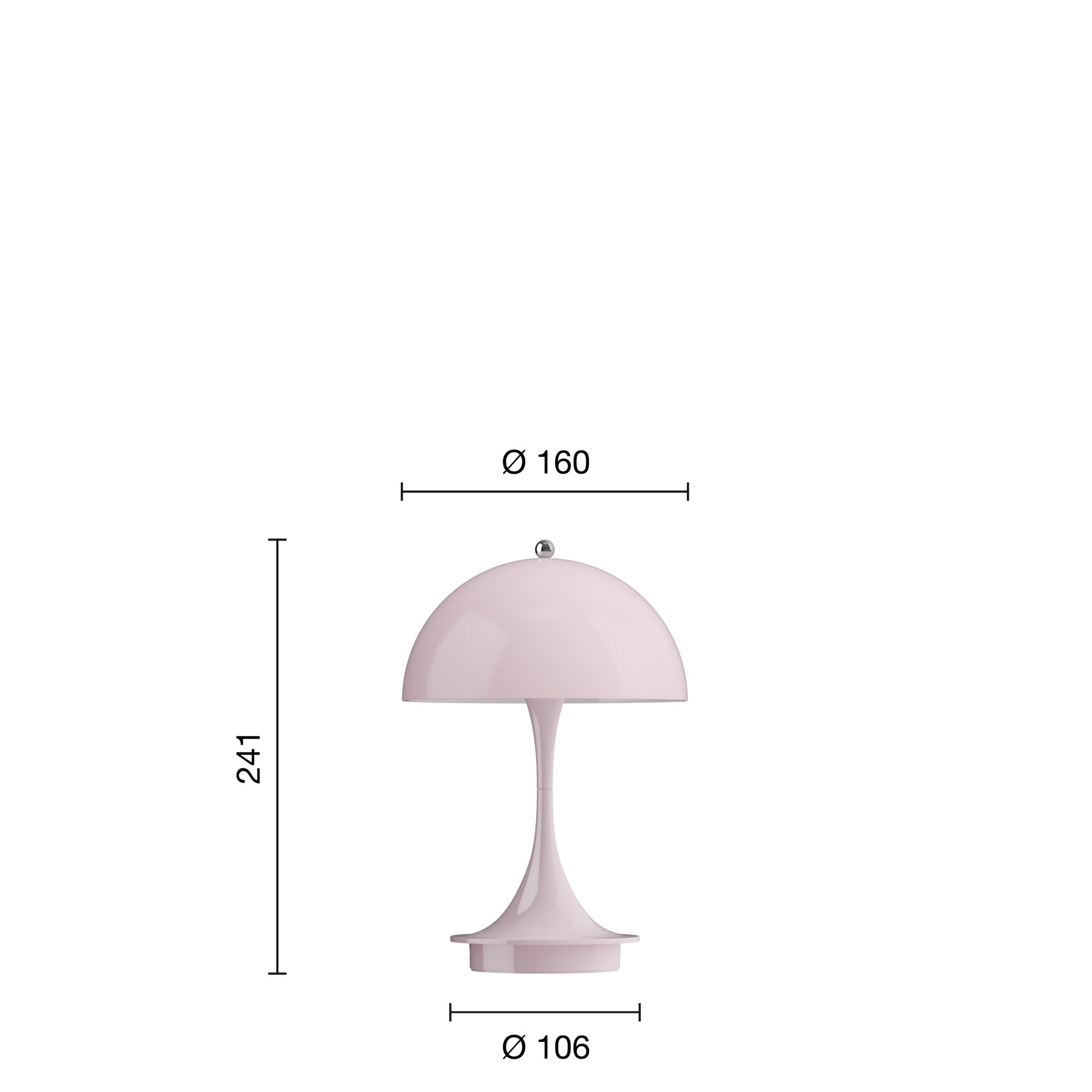 Louis Poulsen Panthella 160 Portable Table Lamp V3, Opal Pale Rose