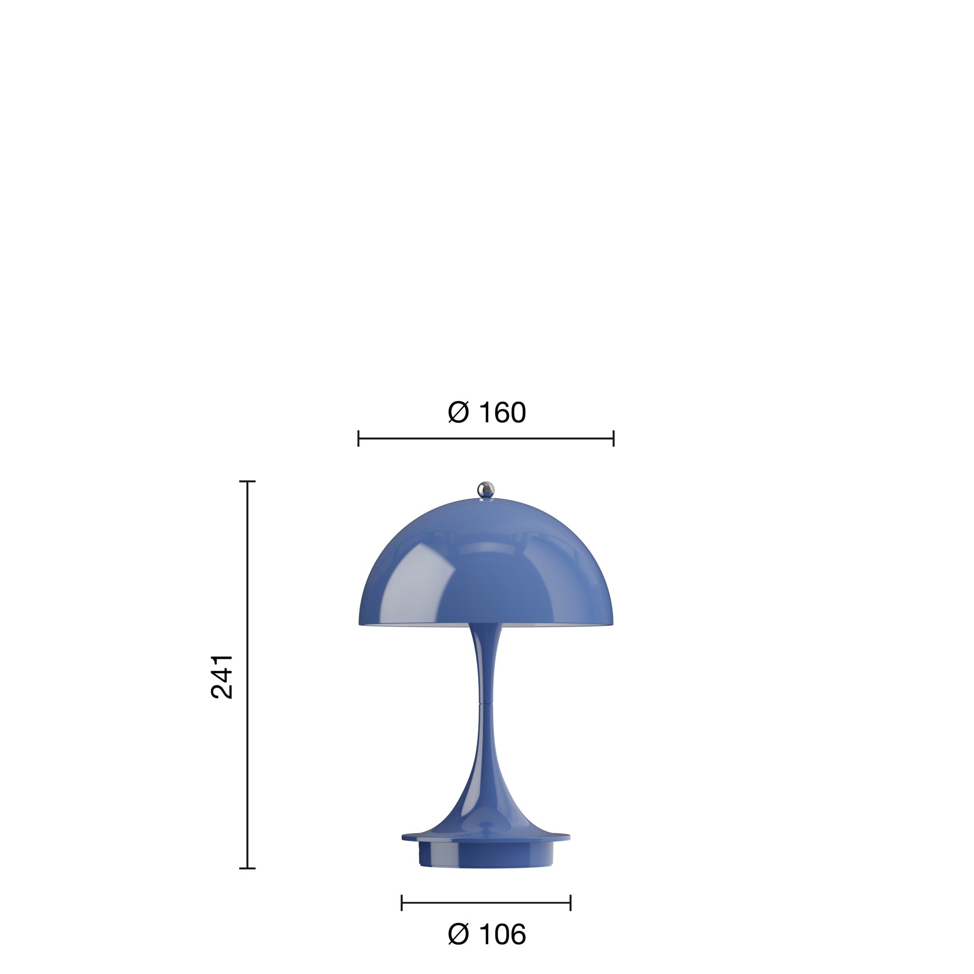Louis Poulsen Panthella 160 Portable Table Lamp V3, Opaque Indigo Blue