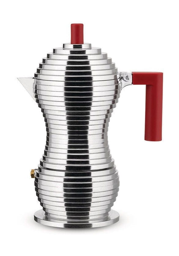 [product_category]-Alessi Pulcina Induction Espresso Maker 3 Cups, Aluminium/Red-Alessi-8003299412662-MDL02/3RFM-ALE-1