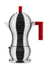Alessi Pulcina -induktion Espresso Maker 6 kopper, aluminium/rød