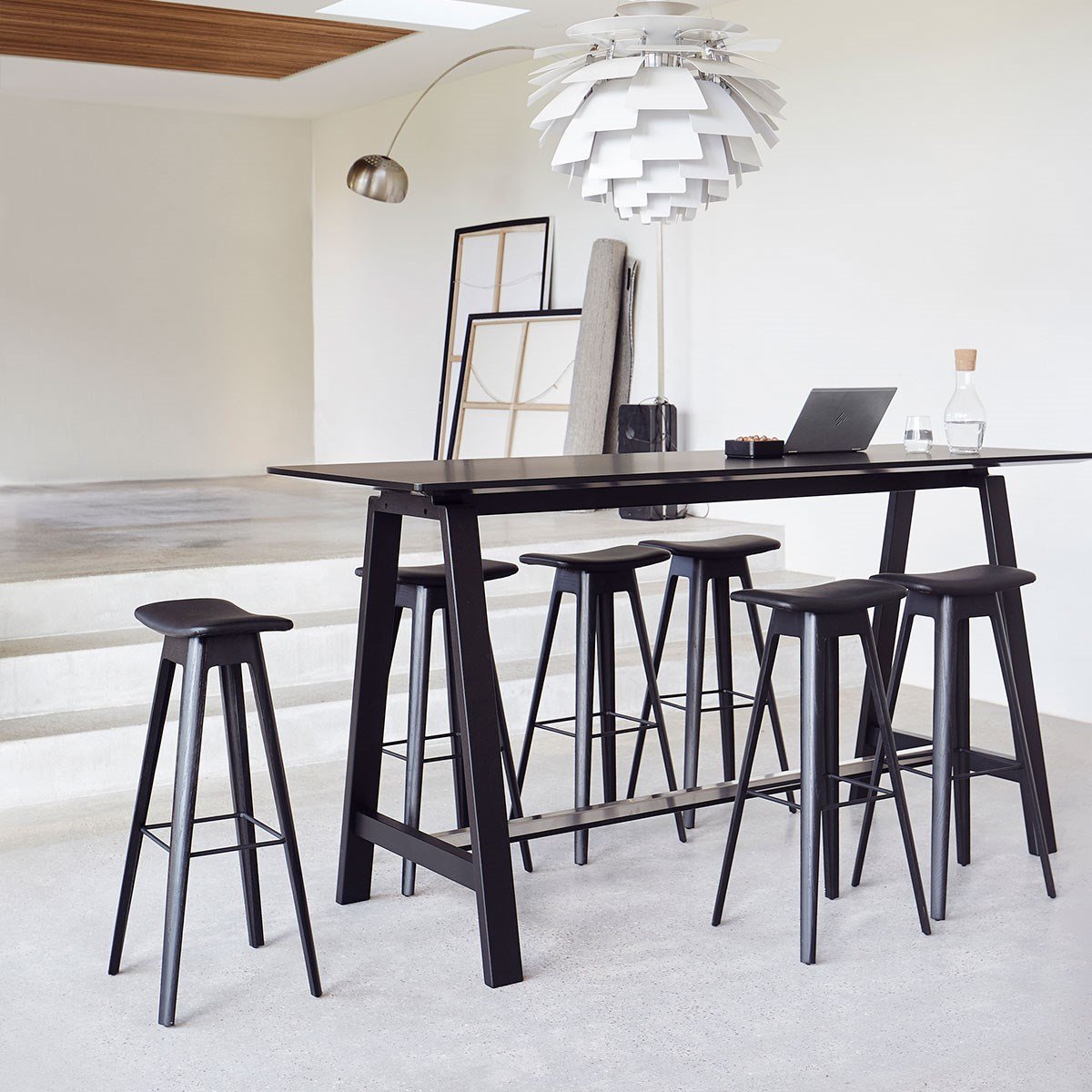 [product_category]-Andersen Furniture Hc1 Bar Stool Black Oak, Black Leather Seat, H 80cm-Andersen Furniture-5794632329625-0-885H0103-AND-2