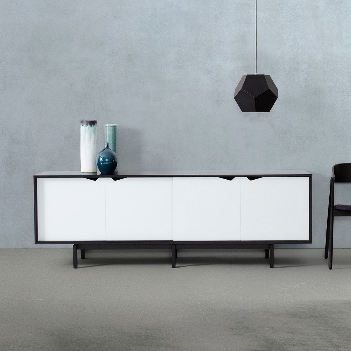 [product_category]-Andersen Furniture S1 Sideboard Black, White Drawers, 200cm-Andersen Furniture-5713524019643-5-110A0509001-AND-2