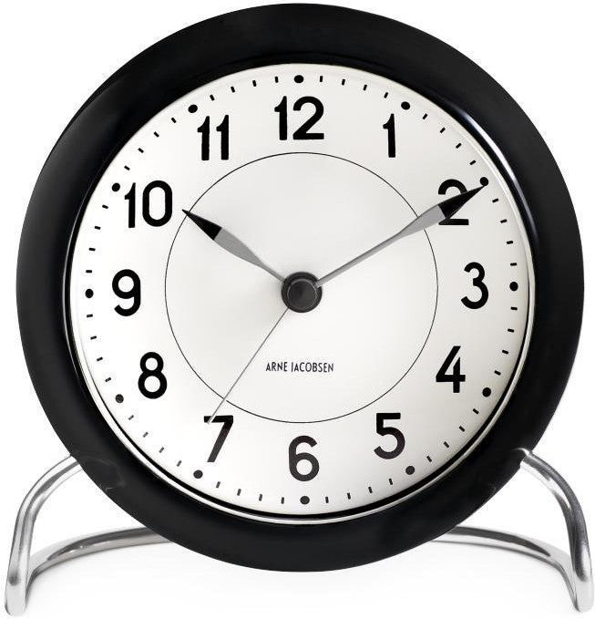 [product_category]-Arne Jacobsen Station Table Clock With Alarm, Black-Arne Jacobsen-5709513436720-43672-ARN-1