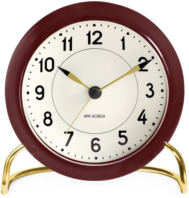 [product_category]-Arne Jacobsen Station Table Clock With Alarm, Bordeaux-Arne Jacobsen-5709513436768-43676-ARN-1