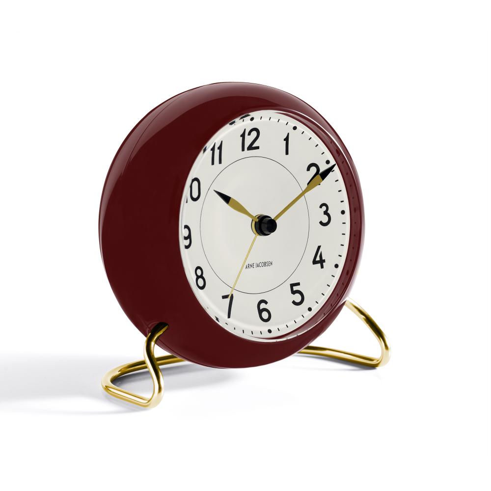 [product_category]-Arne Jacobsen Station Table Clock With Alarm, Bordeaux-Arne Jacobsen-5709513436768-43676-ARN-2