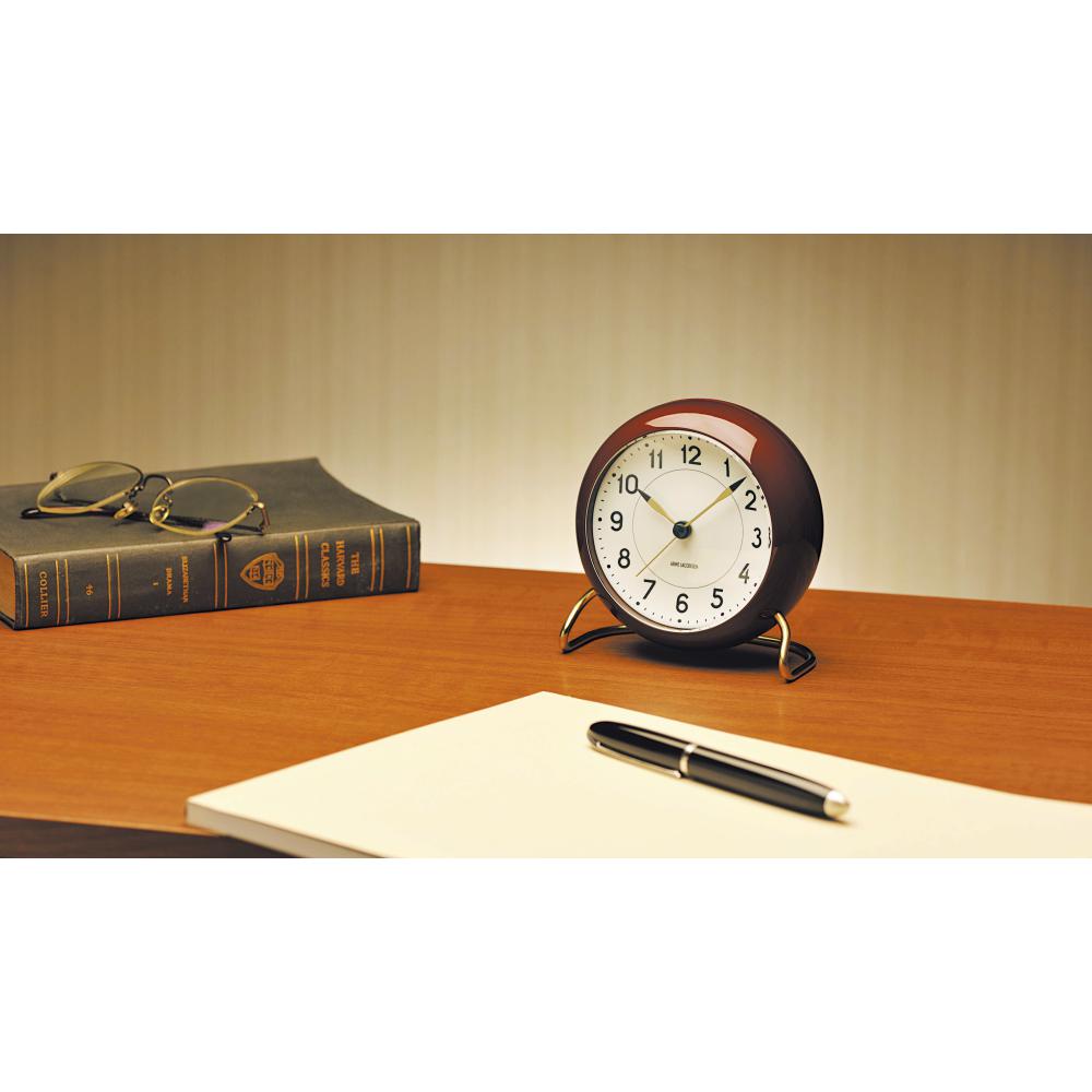 [product_category]-Arne Jacobsen Station Table Clock With Alarm, Bordeaux-Arne Jacobsen-5709513436768-43676-ARN-3