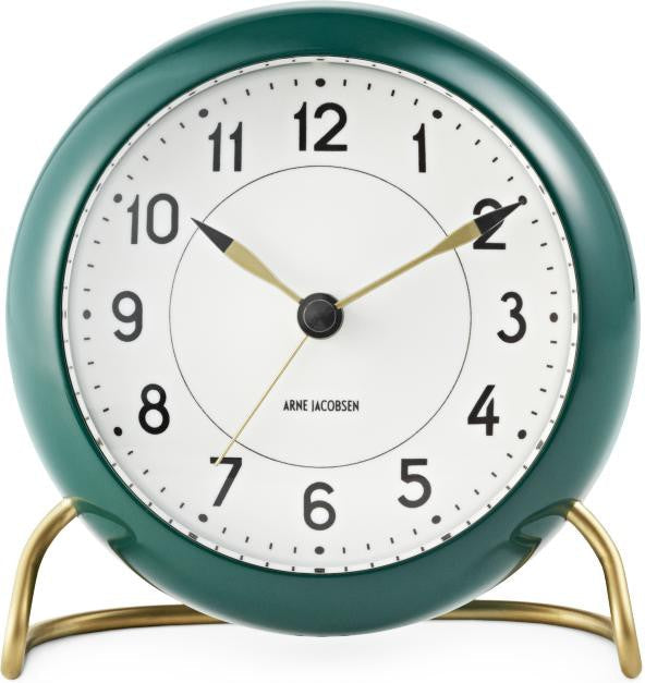 [product_category]-Arne Jacobsen Station Table Clock With Alarm, Green-Arne Jacobsen-5709513436775-43677-ARN-1
