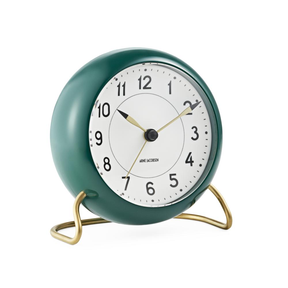 [product_category]-Arne Jacobsen Station Table Clock With Alarm, Green-Arne Jacobsen-5709513436775-43677-ARN-2