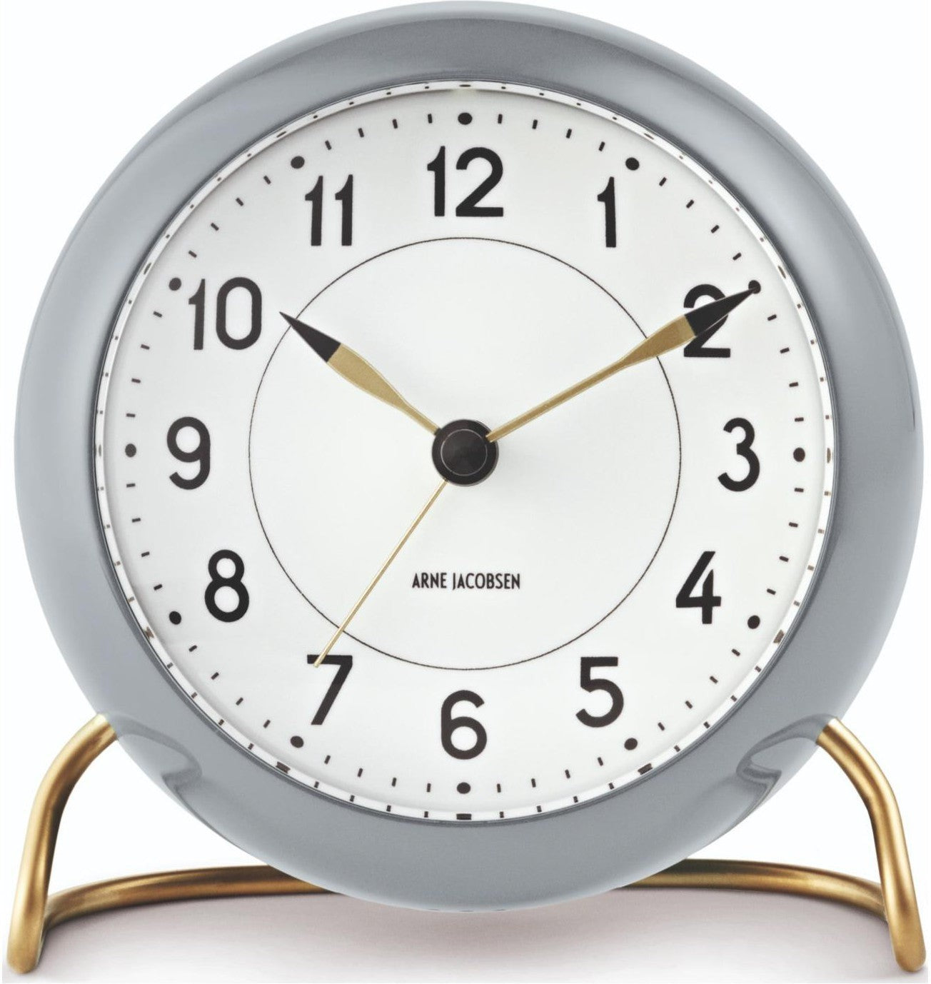 [product_category]-Arne Jacobsen Station Table Clock With Alarm Grey And White, 12cm-Arne Jacobsen-5709513436744-43674-ARN-1