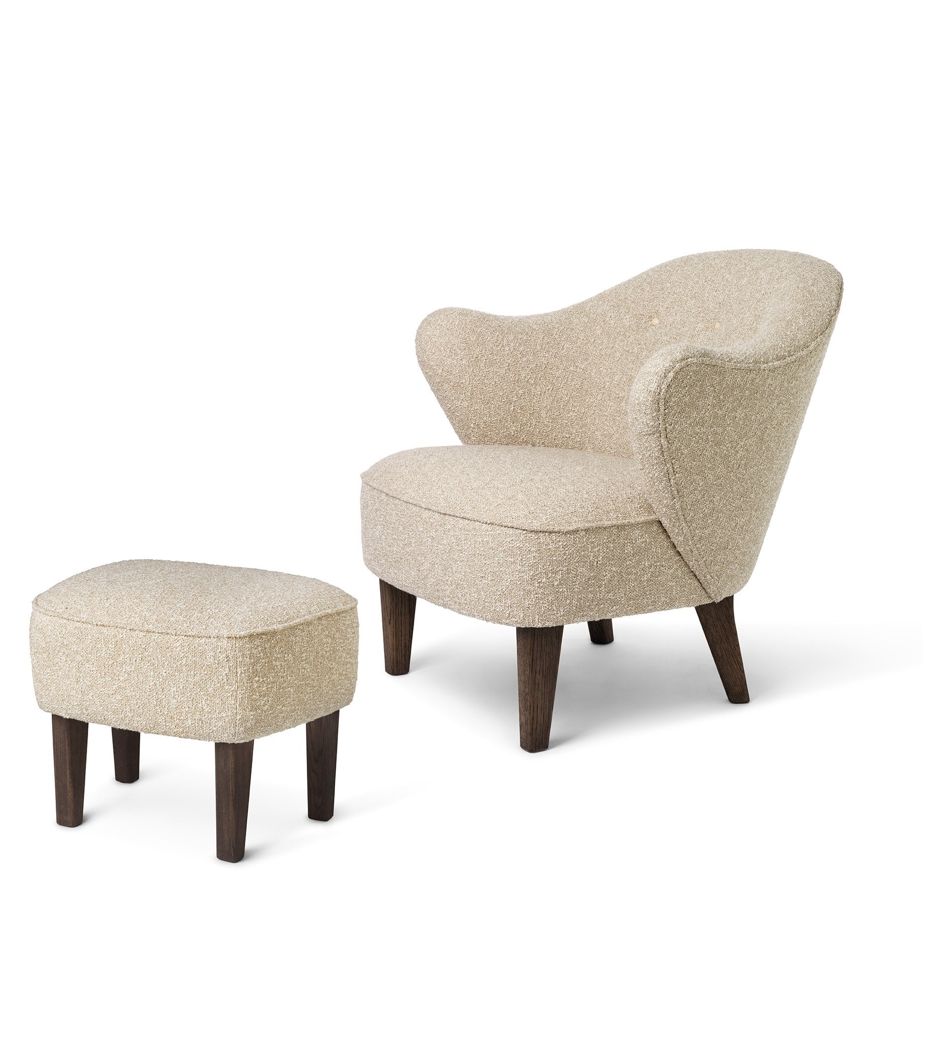 Audo Copenhagen Ingeborg Armchair Buttons Vegetal With Footstool, Sacho Zero 1/Smoked Oak