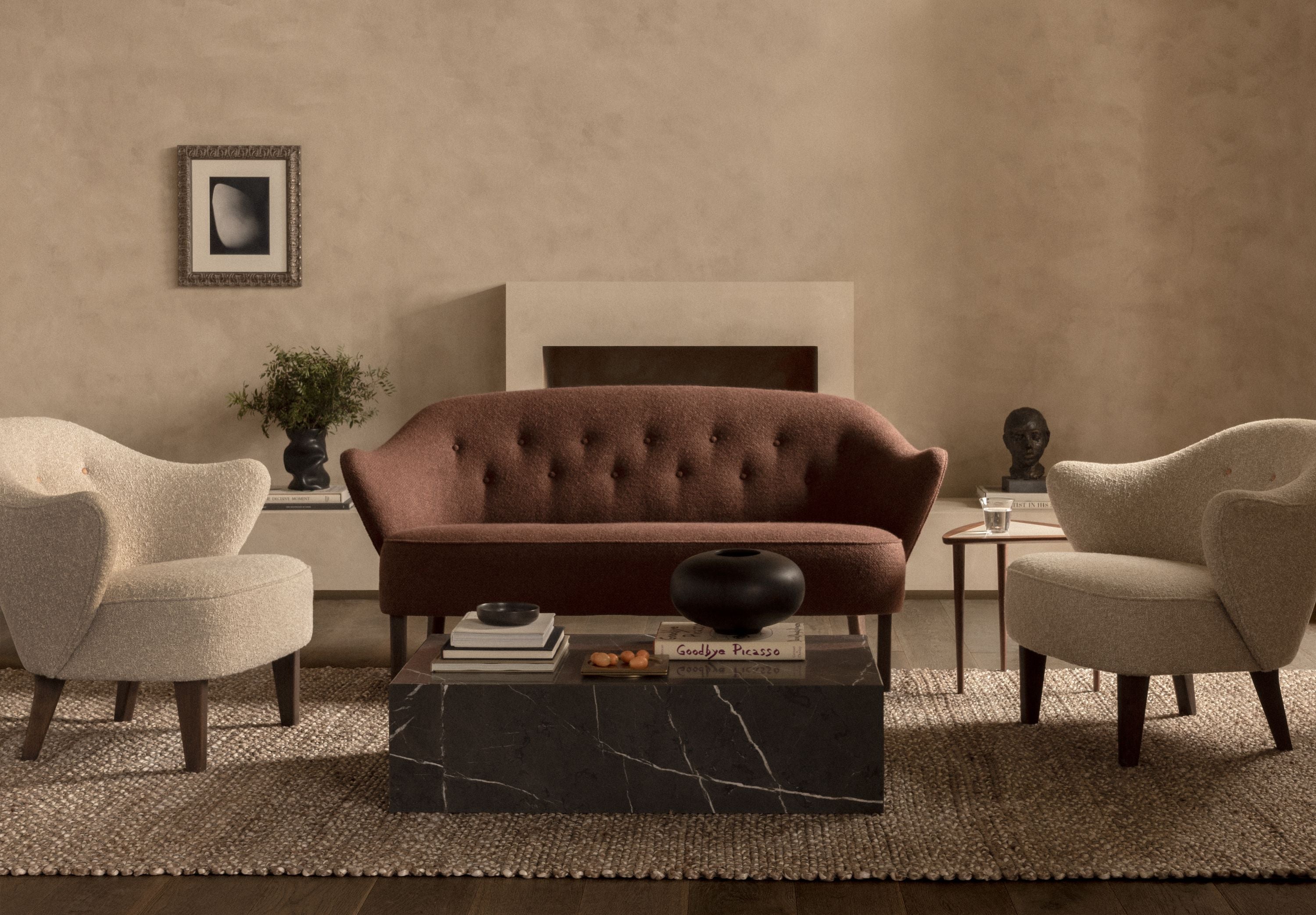 Audo Copenhagen Ingeborg Armchair Buttons Vegetal With Footstool, Sacho Zero 1/Smoked Oak