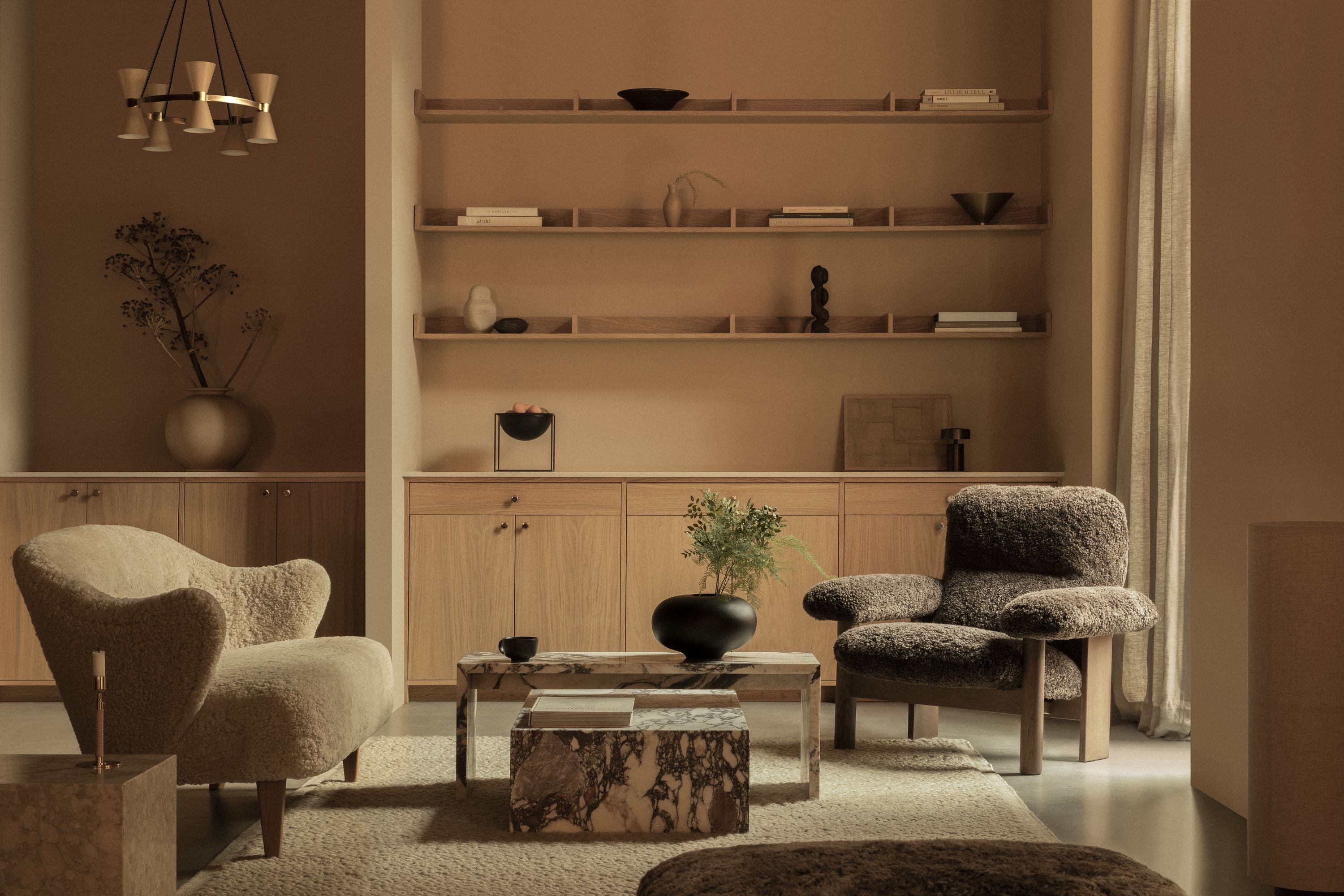 Audo Copenhagen Ingeborg Armchair Buttons Vegetal With Footstool, Sacho Zero 1/Smoked Oak