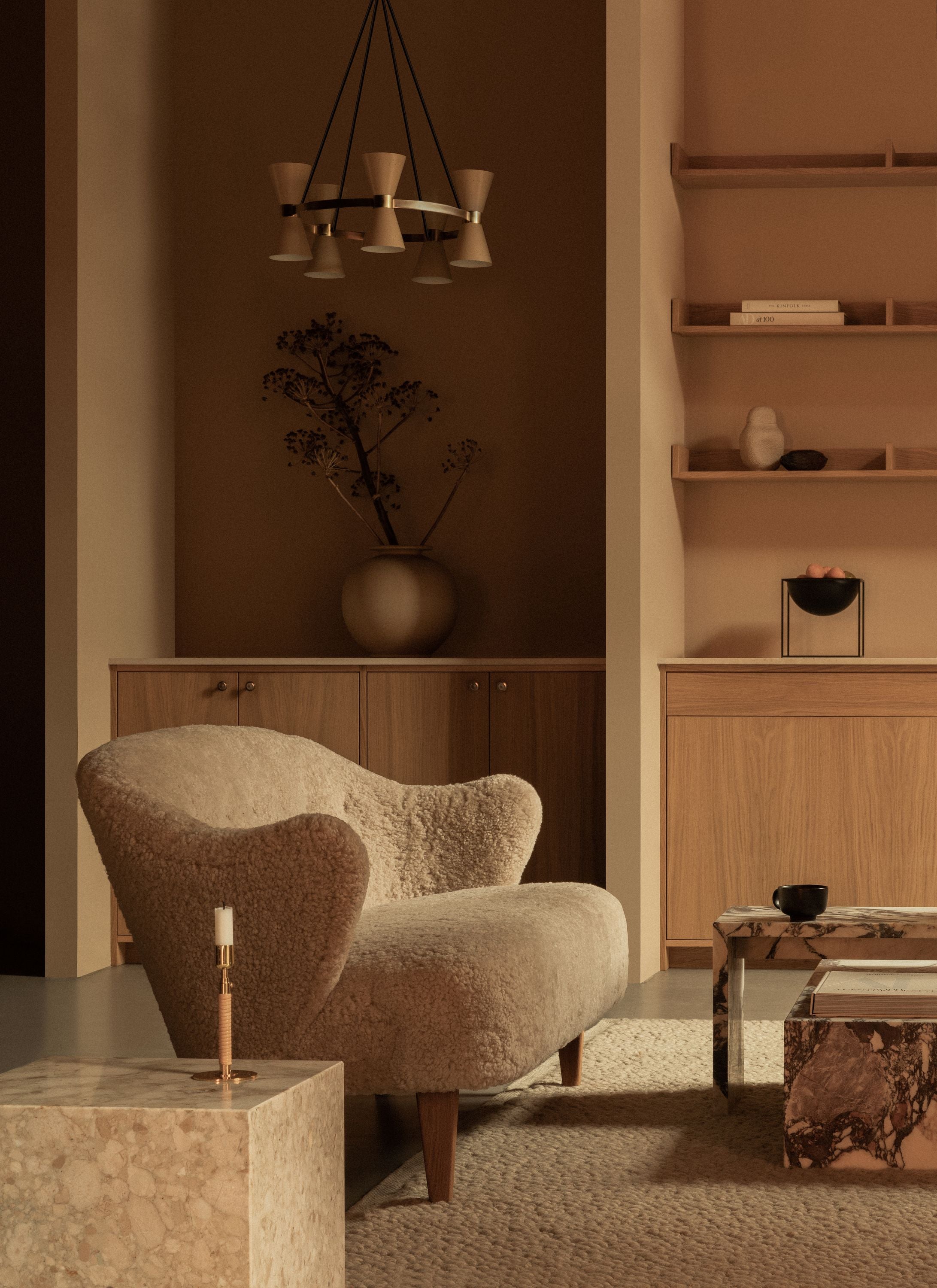 Audo Copenhagen Ingeborg Armchair Buttons Vegetal With Footstool, Sacho Zero 1/Smoked Oak