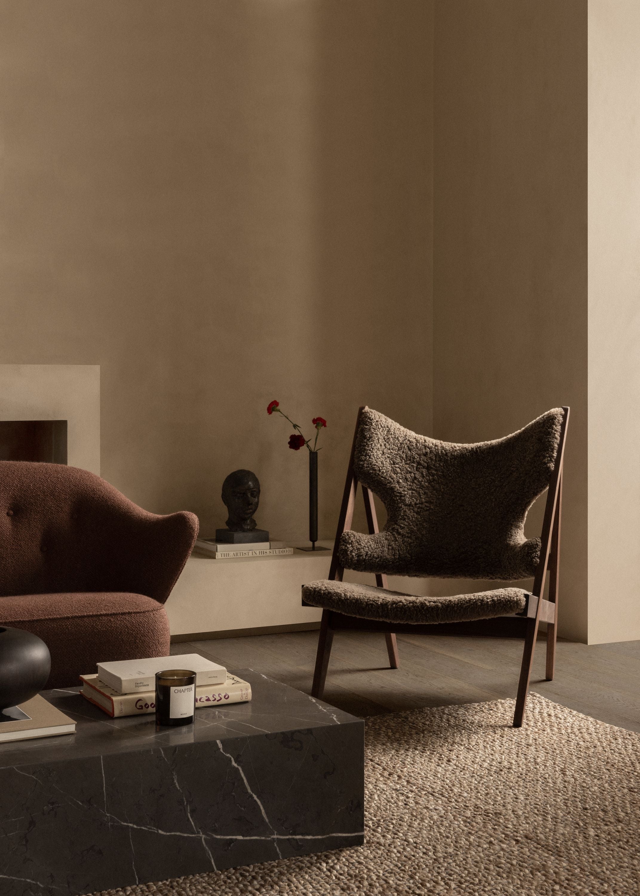 Audo Copenhagen Ingeborg Armchair Buttons Vegetal With Footstool, Sacho Zero 1/Smoked Oak