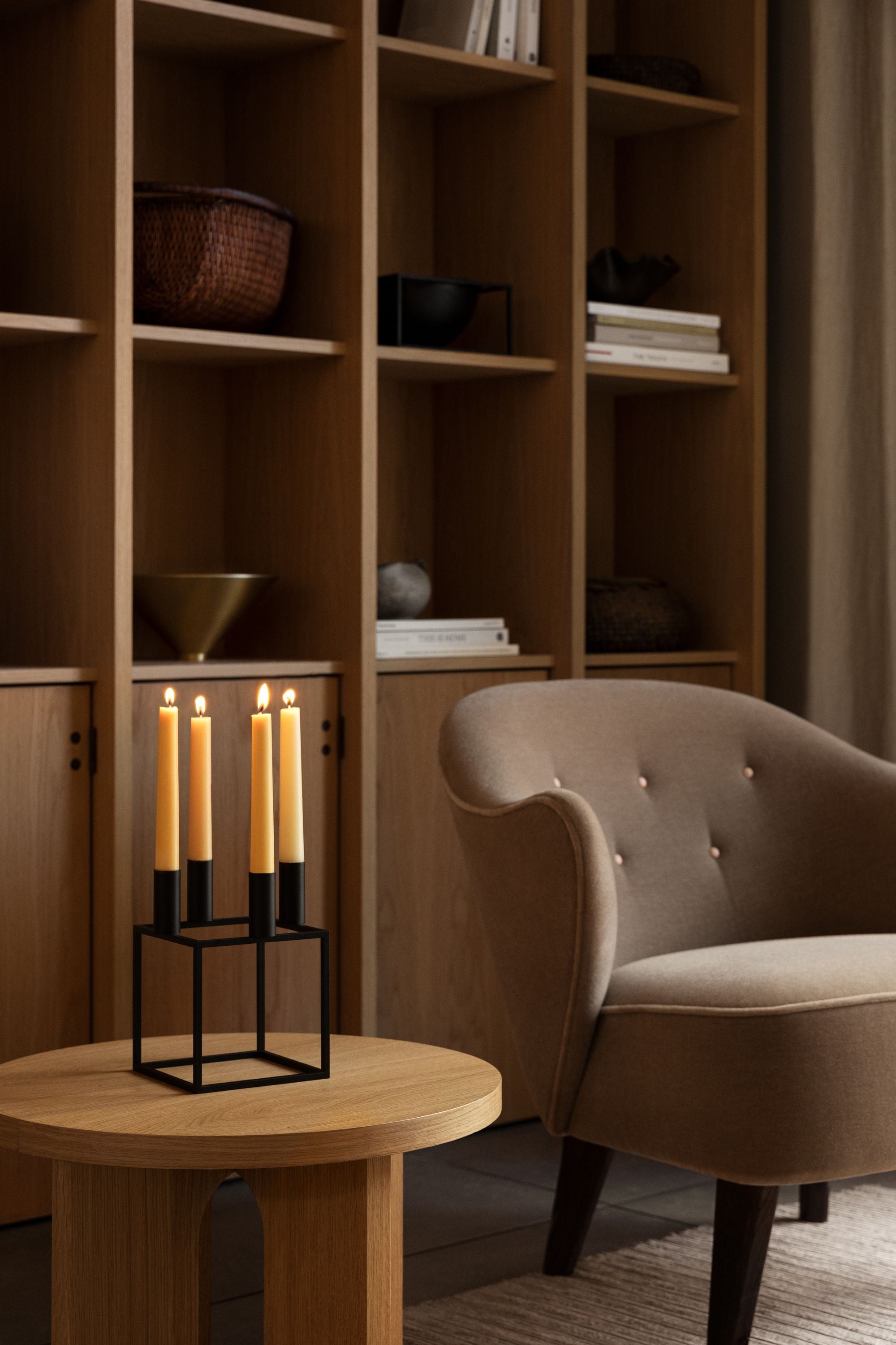Audo Copenhagen Ingeborg Armchair, Moonlight Lambskin/Smoked Oak