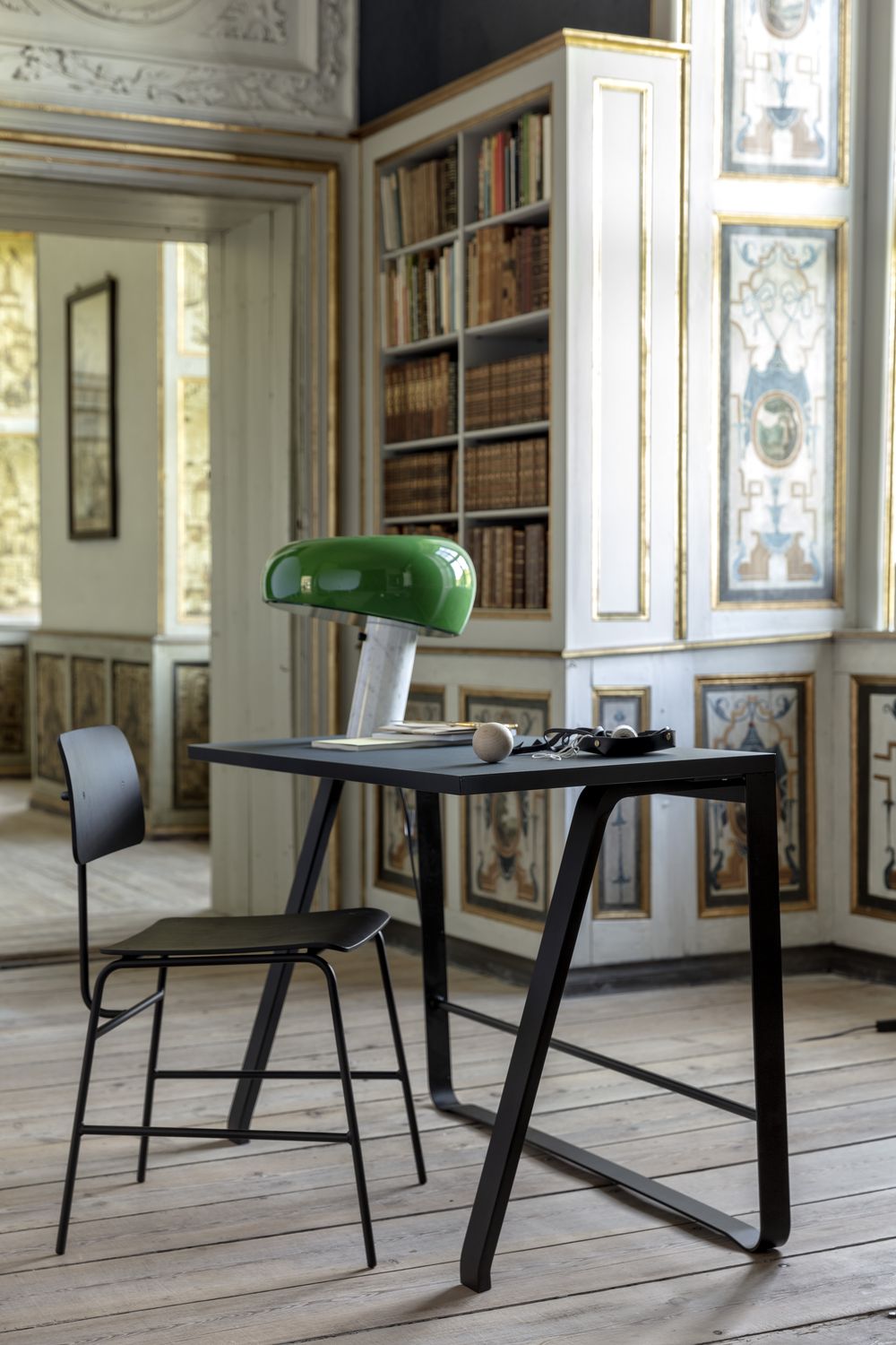 [product_category]-Bent Hansen Hemingway Desk With Drawer L 120 Cm, Matte Lacquered Oak/Smokey Blue Linoleum-Bent Hansen-5715457011176-130311WDU-BEN-10