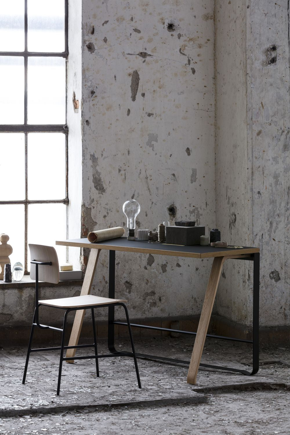 [product_category]-Bent Hansen Hemingway Desk With Drawer L 120 Cm, Matte Lacquered Oak/Smokey Blue Linoleum-Bent Hansen-5715457011176-130311WDU-BEN-6