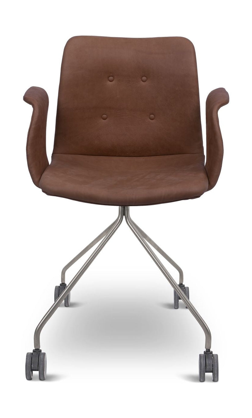 [product_category]-Bent Hansen Primum Chair With Armrests Stainless Steel Wheel Frame, Brown Davo's Leather-Bent Hansen-5715457198075-286278p_5000-03-03-BEN-1