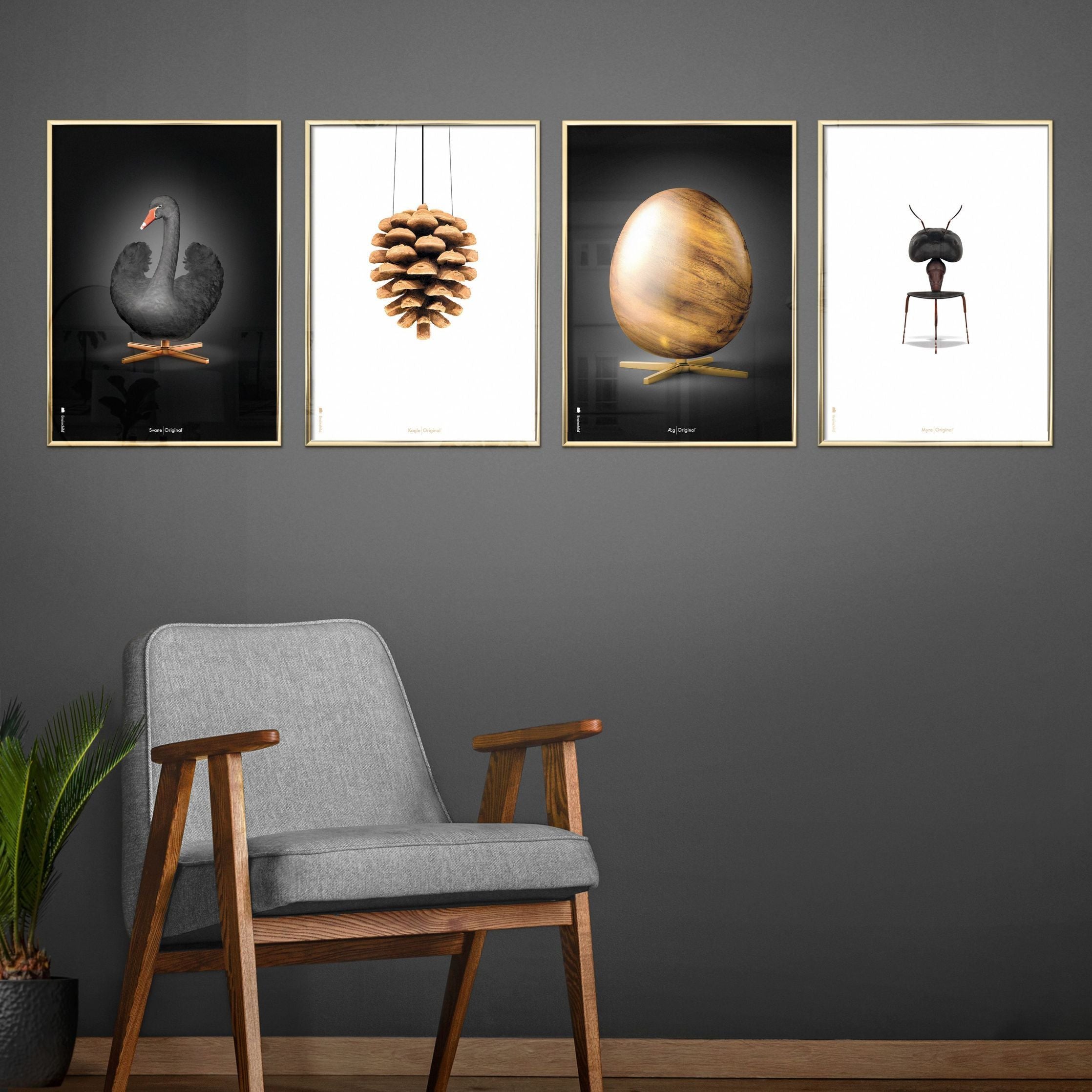 [product_category]-Brainchild Ant Classic Poster, Brass Colored Frame A5, White Background-Brainchild-41001-D-BRA-2