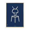  Ant Line Poster Brass Colored Frame 50x70 Cm Blue Background