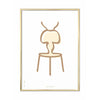  Ant Line Poster Brass Colored Frame 70 X100 Cm White Background