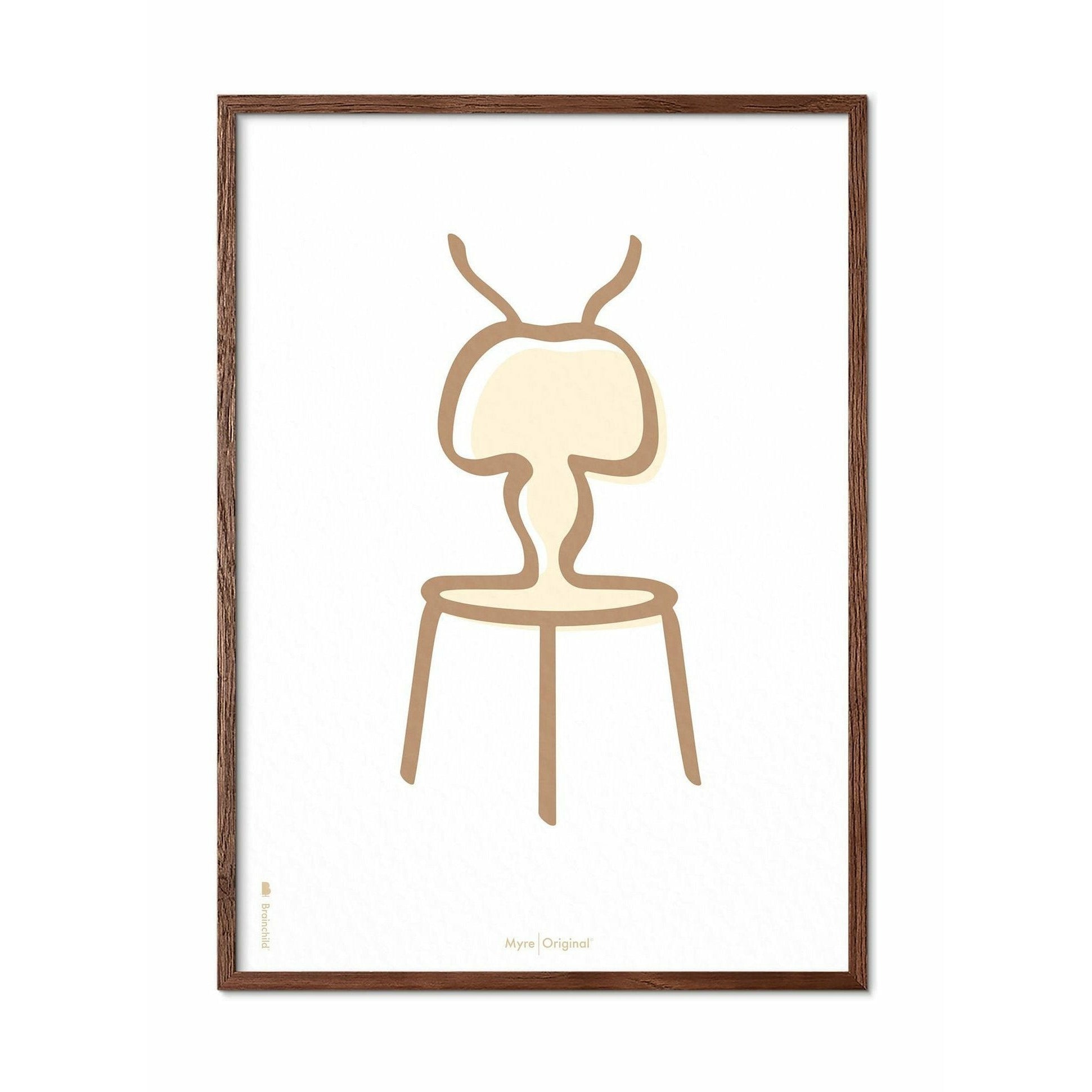 [product_category]-Brainchild Ant Line Poster, Dark Wood Frame A5, White Background-Brainchild-SH-41001-B-BRA-1
