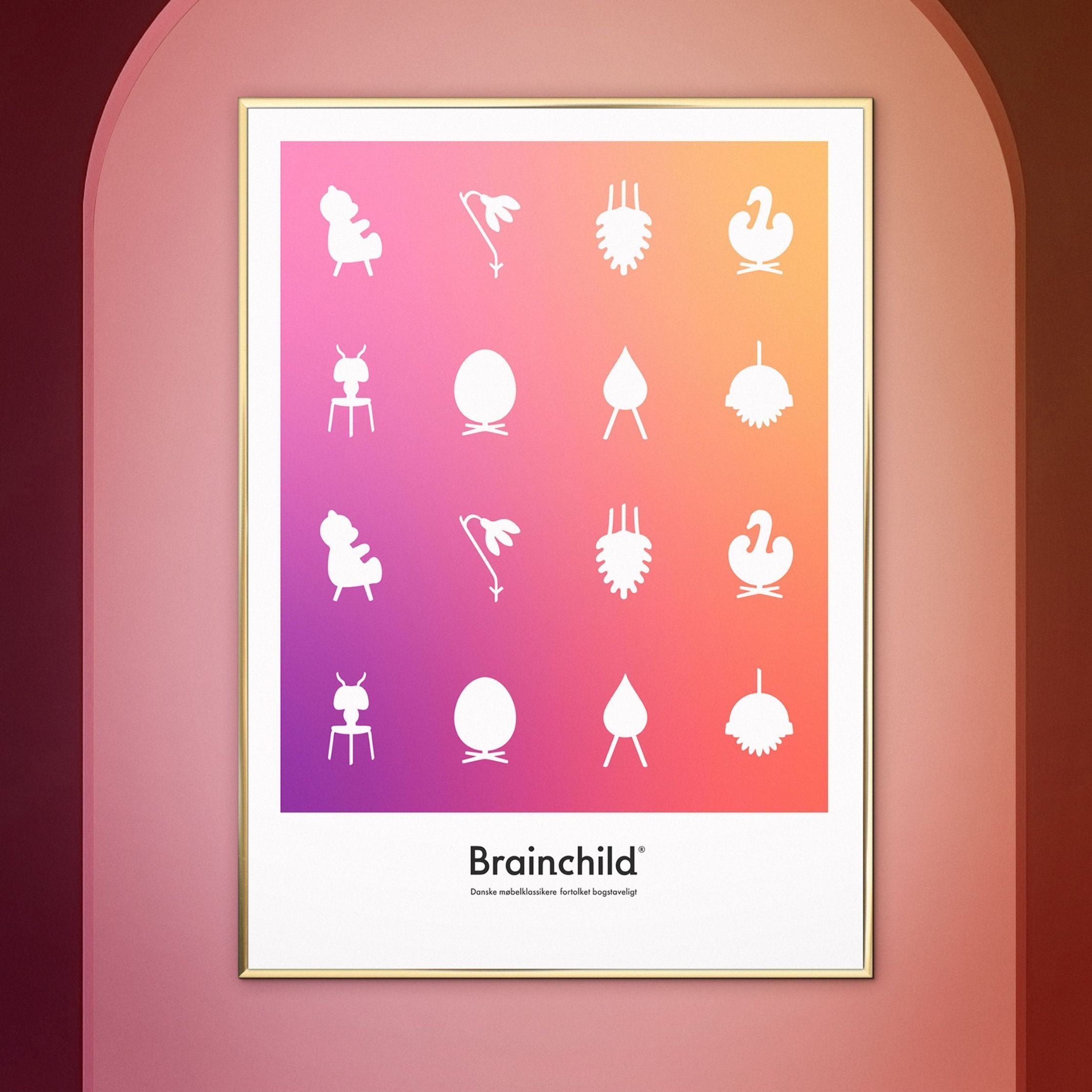 [product_category]-Brainchild Design Icon Poster, Brass Colored Frame A5, Color-Brainchild-IF-00001-D-BRA-5
