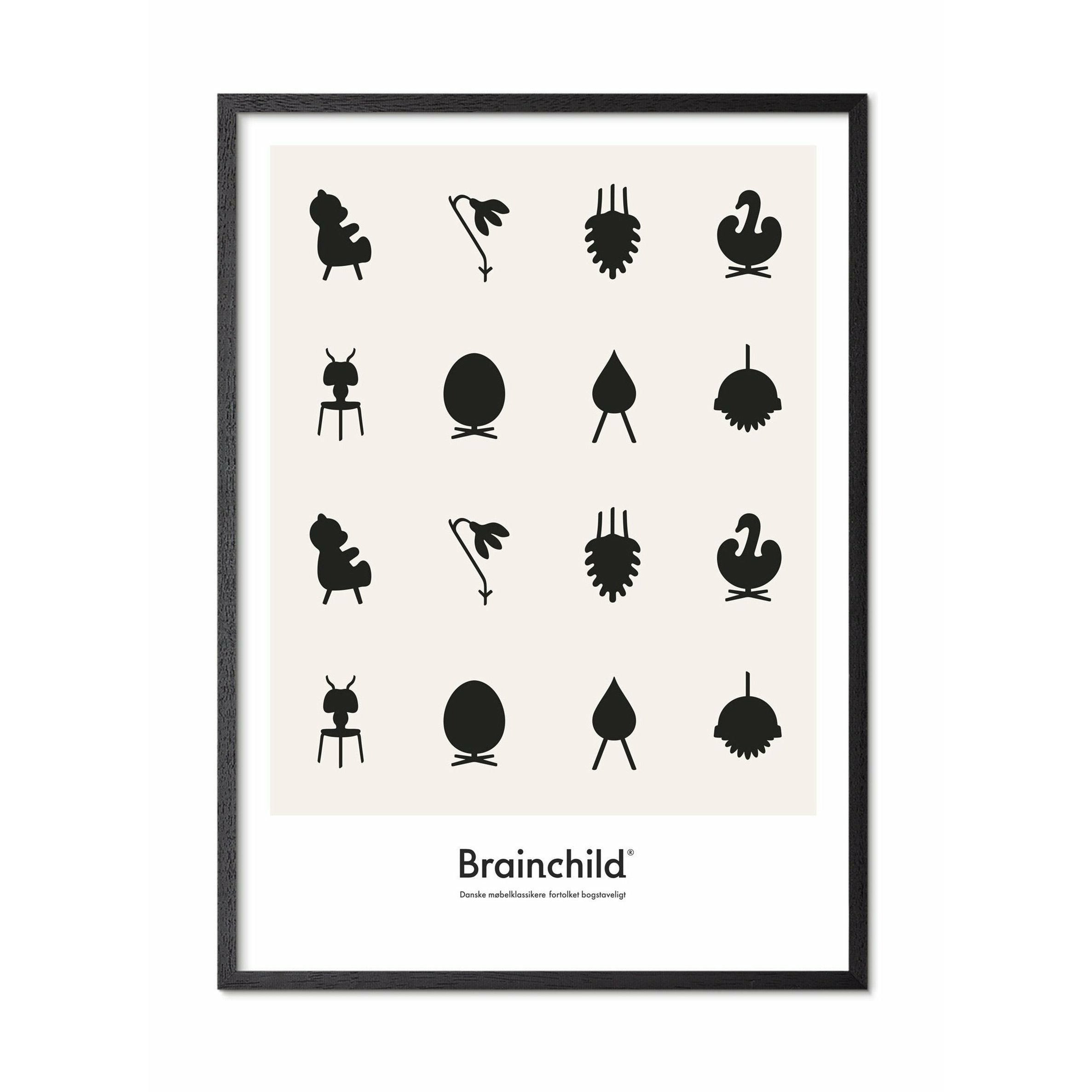 [product_category]-Brainchild Design Icon Poster, Frame Made Of Black Lacquered Wood 50x70 Cm, Grey-Brainchild-IG-00003-C-BRA-1