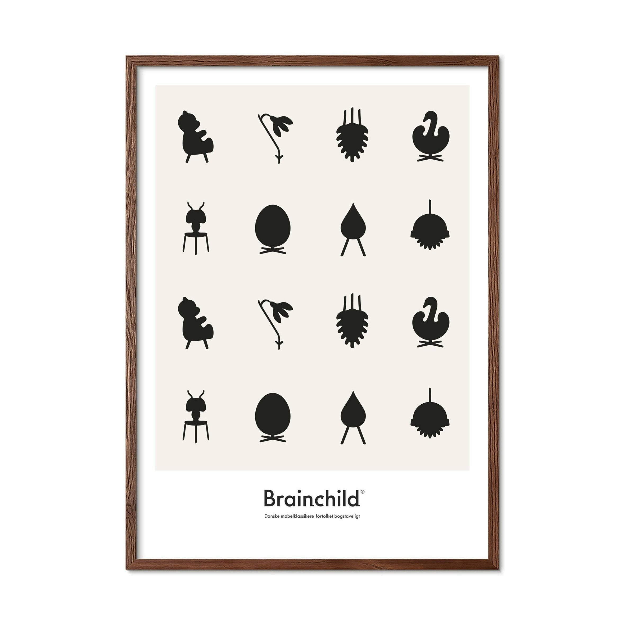 [product_category]-Brainchild Design Icon Poster, Frame Made Of Dark Wood 70 X100 Cm, Grey-Brainchild-IG-00004-B-BRA-1