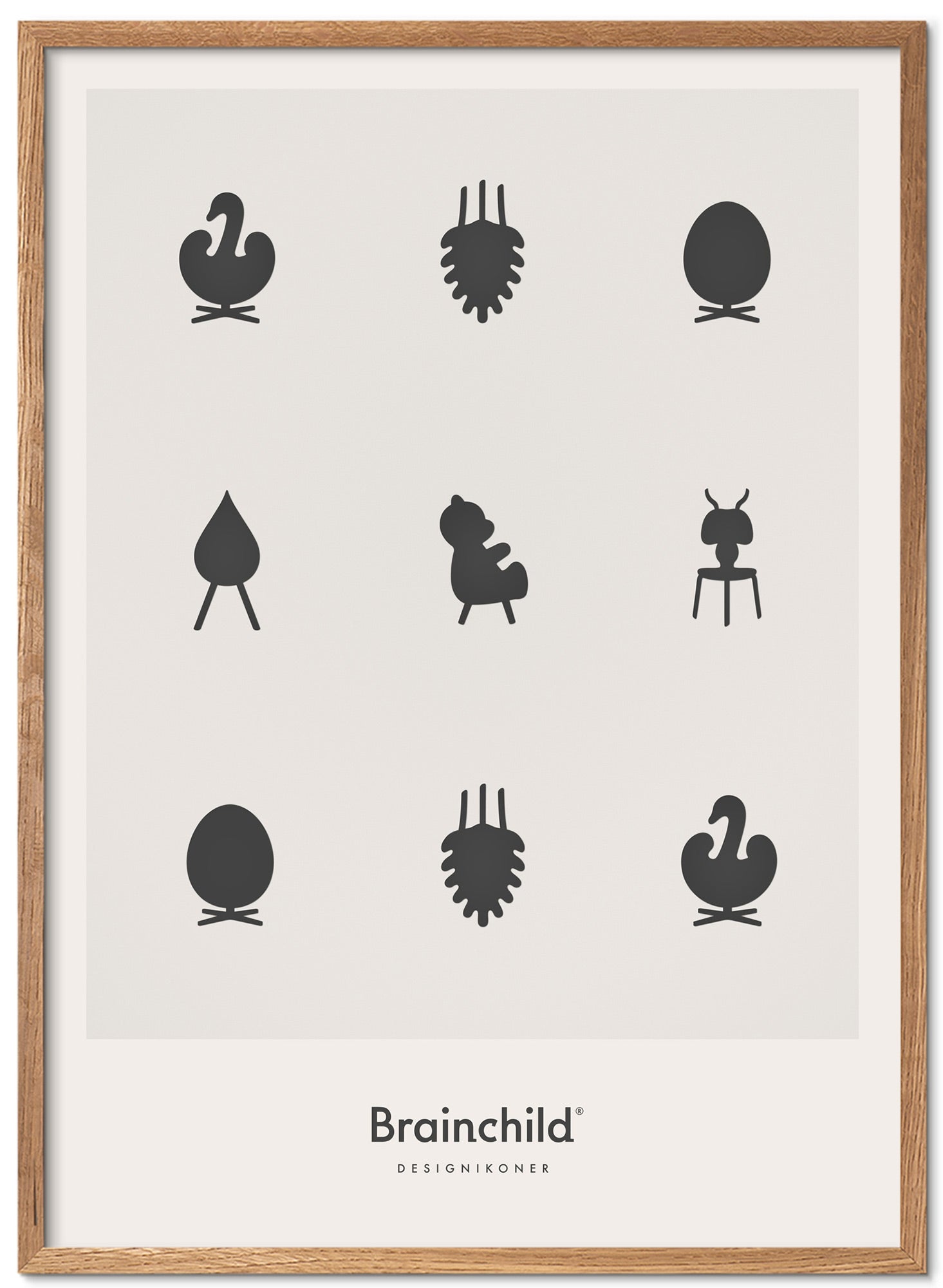 [product_category]-Brainchild Design Icons Poster Frame Made Of Light Wood 30x40 Cm, Light Grey-Brainchild-IL-00002-A-BRA-1