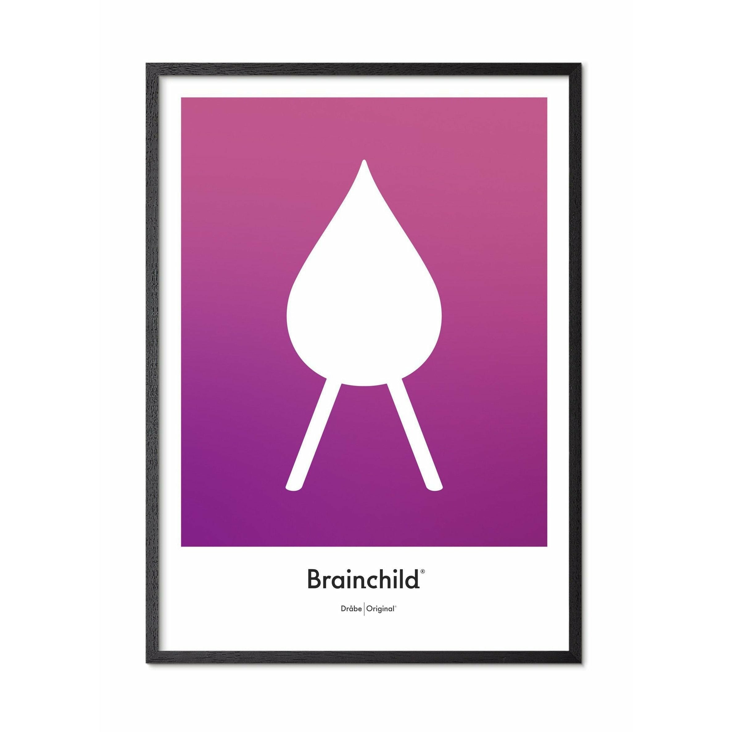 [product_category]-Brainchild Drop Design Icon Poster, Frame Made Of Black Lacquered Wood 70 X100 Cm, Purple-Brainchild-IF-51004-C-BRA-1