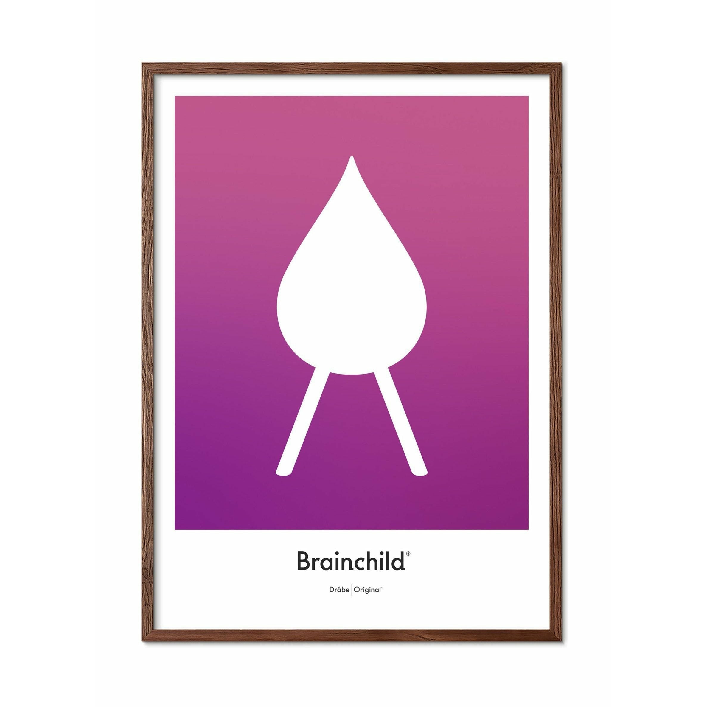 [product_category]-Brainchild Drop Design Icon Poster, Frame Made Of Dark Wood 30x40 Cm, Purple-Brainchild-IF-51002-B-BRA-1