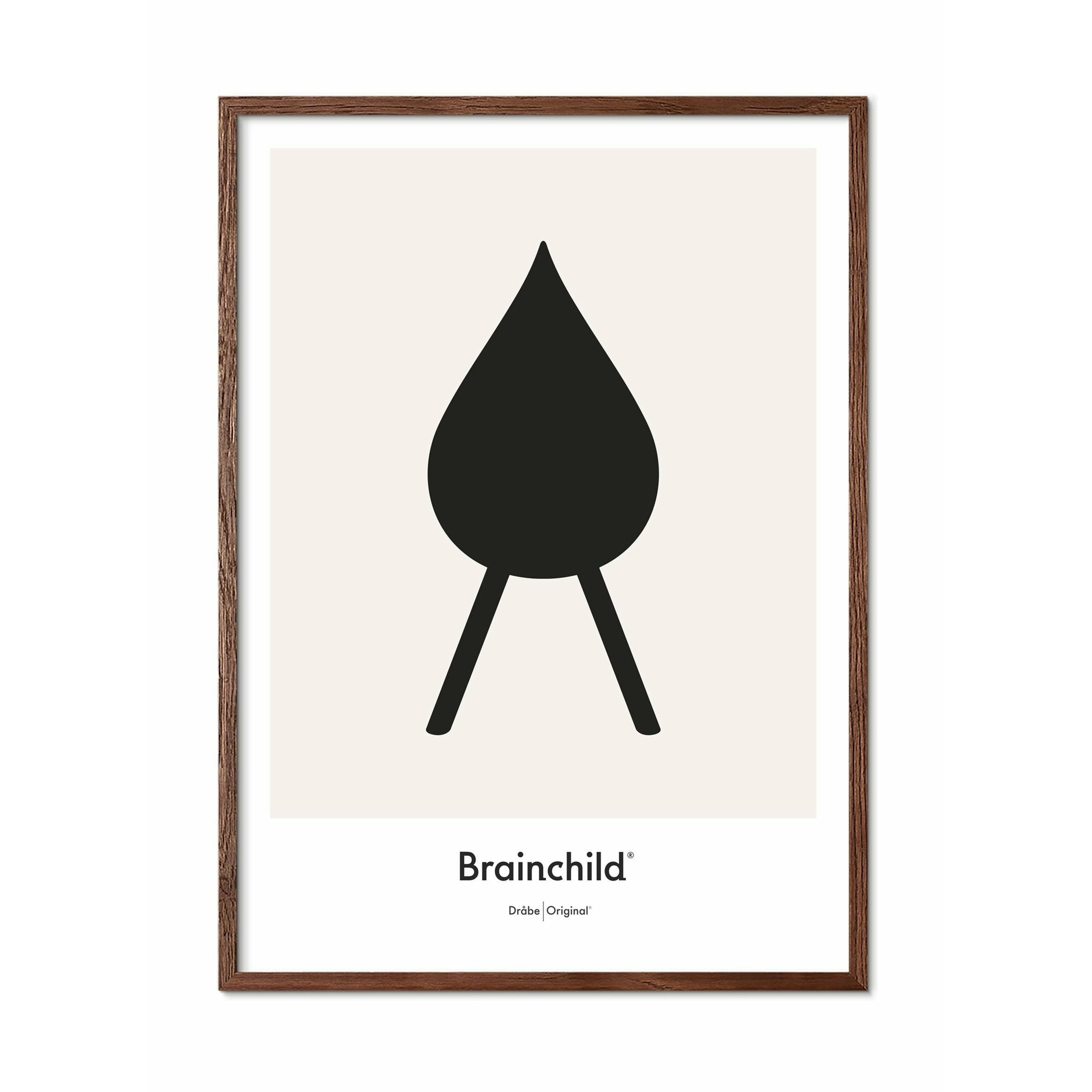 [product_category]-Brainchild Drop Design Icon Poster, Frame Made Of Dark Wood 50 X70 Cm, Grey-Brainchild-IG-51003-B-BRA-1