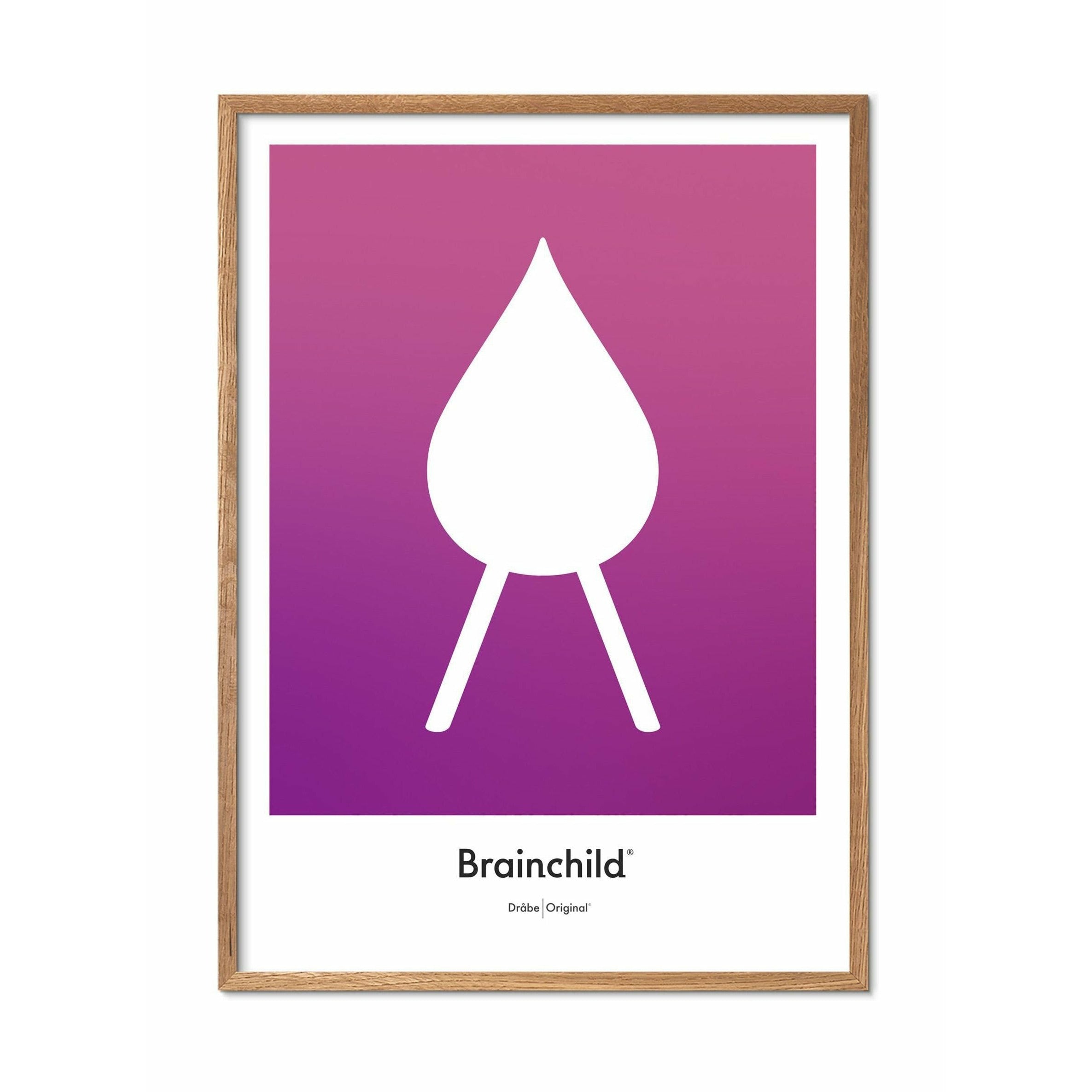 [product_category]-Brainchild Drop Design Icon Poster, Frame Made Of Light Wood 50x70 Cm, Purple-Brainchild-IF-51003-A-BRA-1