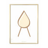  Drop Line Poster Brass Colored Frame 30x40 Cm White Background